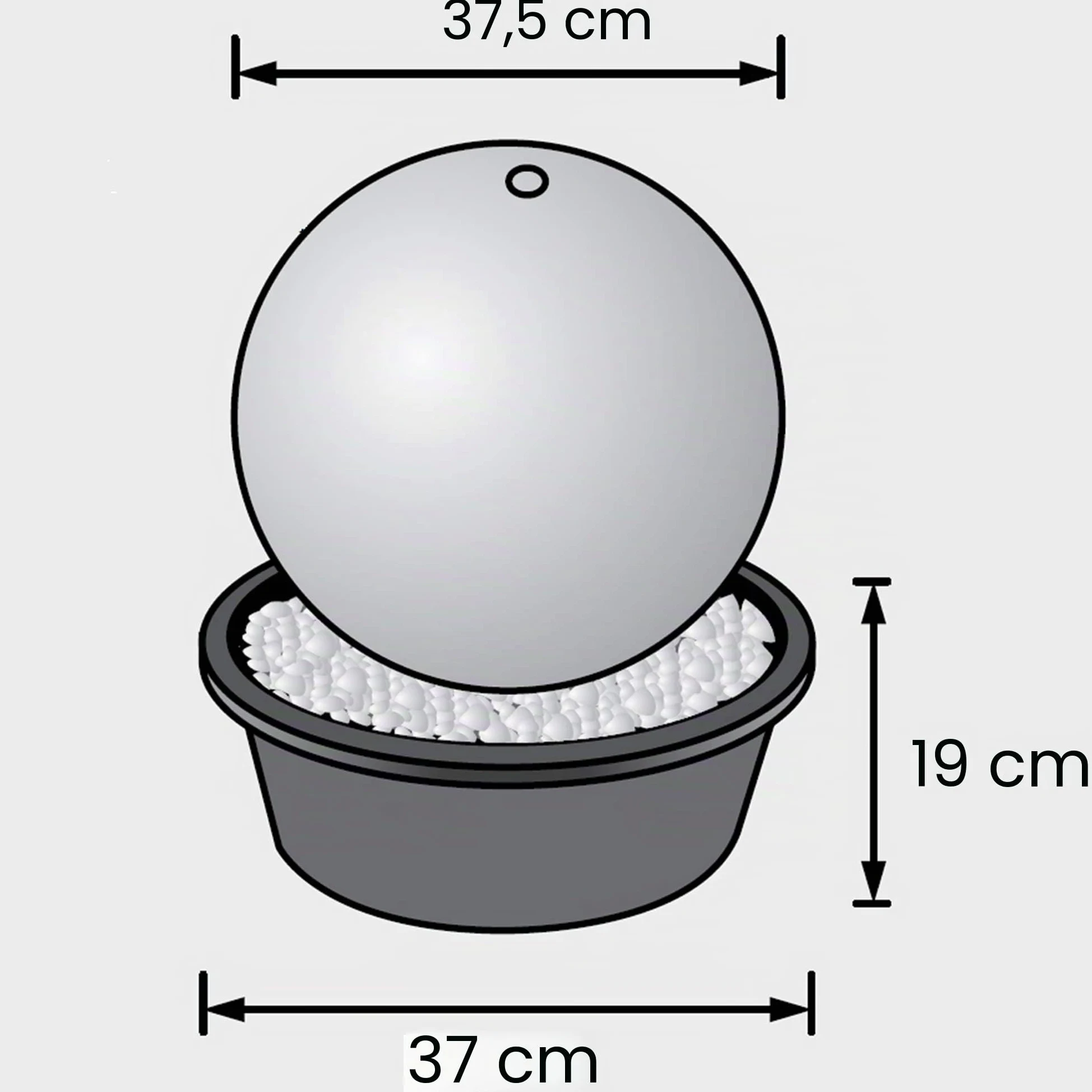 Köhko Fontaine sphérique de 40 cm en Acier Inoxydable Poli Brillant 21004 avec éclairage LED