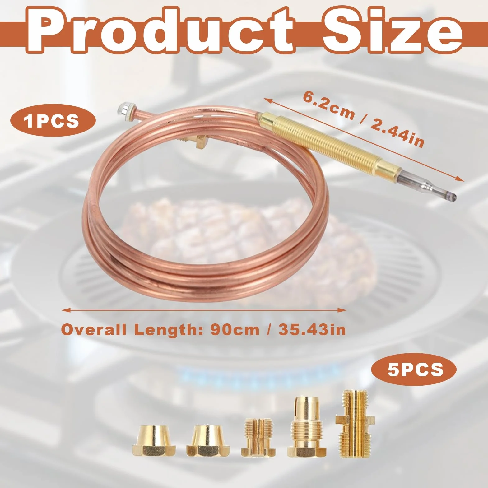Thermocouple Universel Gaz, Thermocouple, Thermocouple Egt, Dispositif de Sécurité pour Chauffage Gazinière Brasero Four Chauffe-Eau