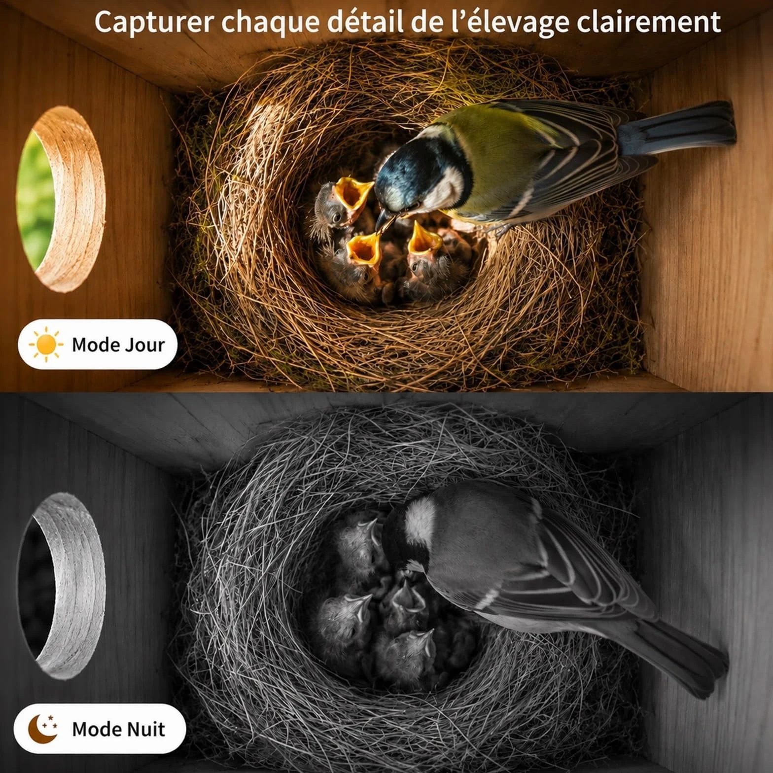 Nichoir Oiseaux avec Caméra 5MP HD WiFi 2.4G Vision Nocturne Exterieur