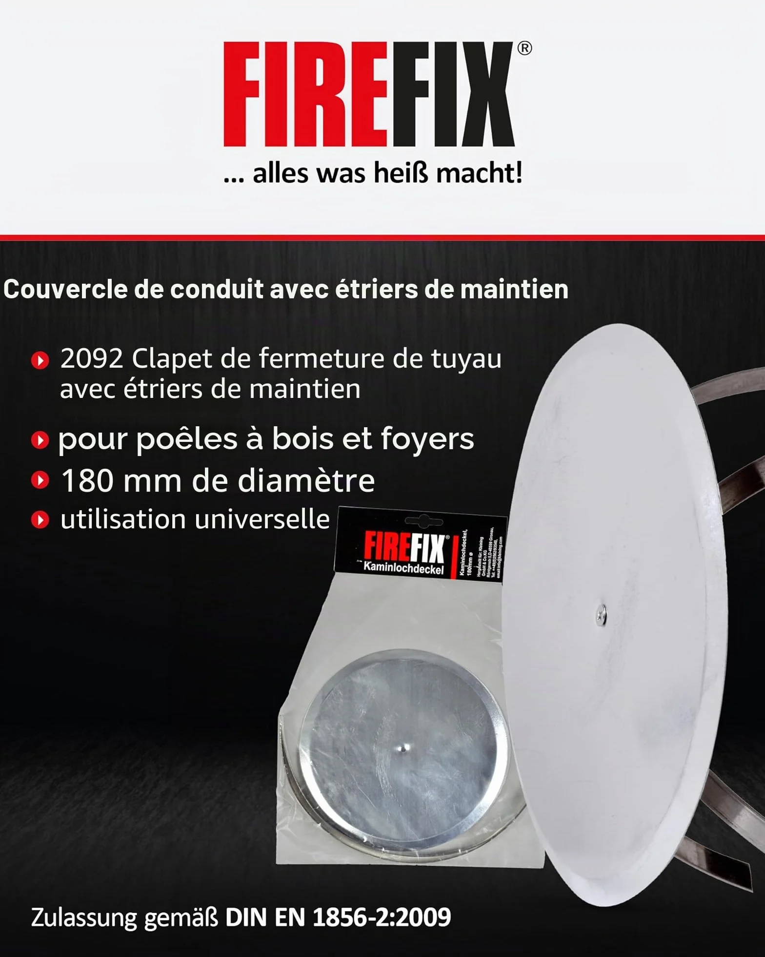 Couvercle pour trou de cheminée Ø 180 mm