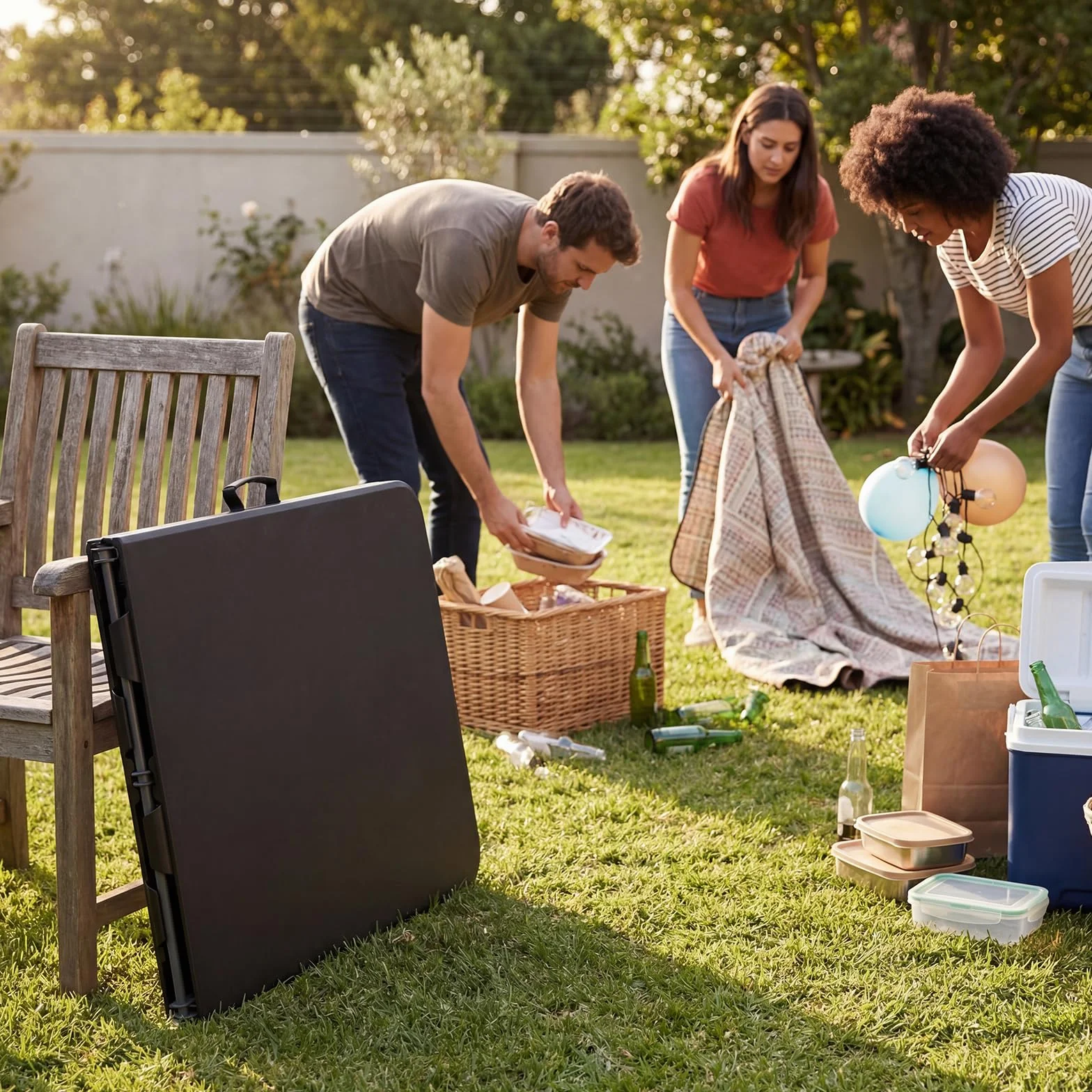 DEWINNER Table Pliante Camping 180 cm 150 kg HDPE 6 Places Noir