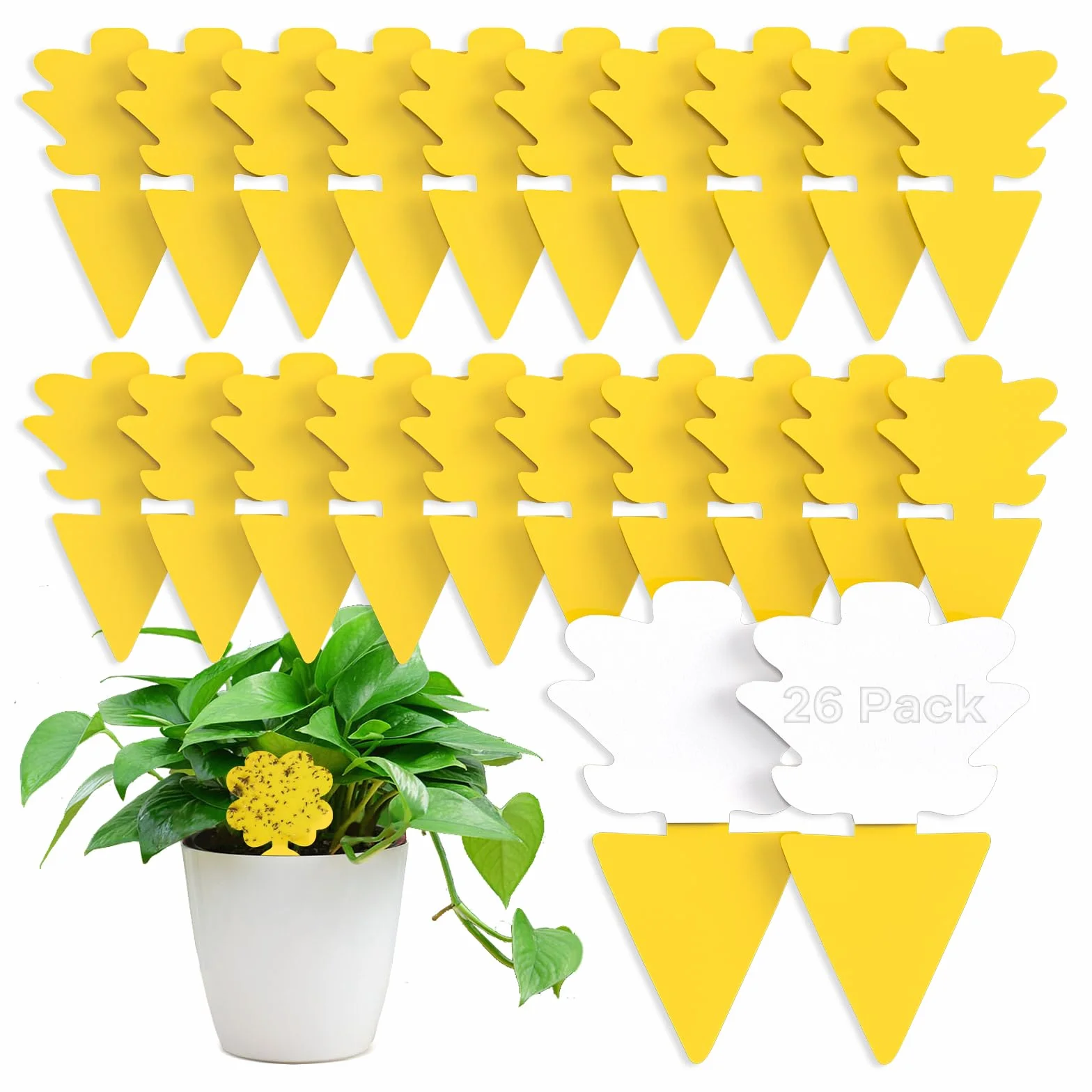 26 Pièges Jaunes Collants Non Toxiques, Super Ninja Anti Moucherons Intérieur Plantes, Anti Moucheron Terreau et Mouche de Terreau, Piège Moucherons Ultra Efficace Jusqu’à 3 Mois