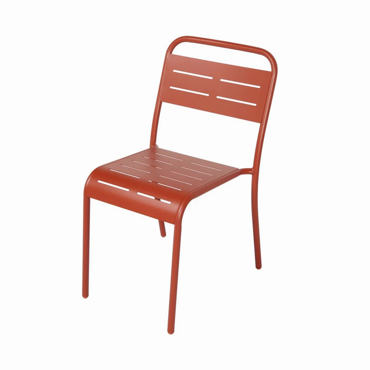 CONCEPT USINE | Lot de 4 Chaises Salon de Jardin Repas BERGAME Terracotta | Empilables | Acier Anti-Corrosion Finition Poudrée | Design Moderne | Résistantes UV & Intempéries | Extérieur Terrasse