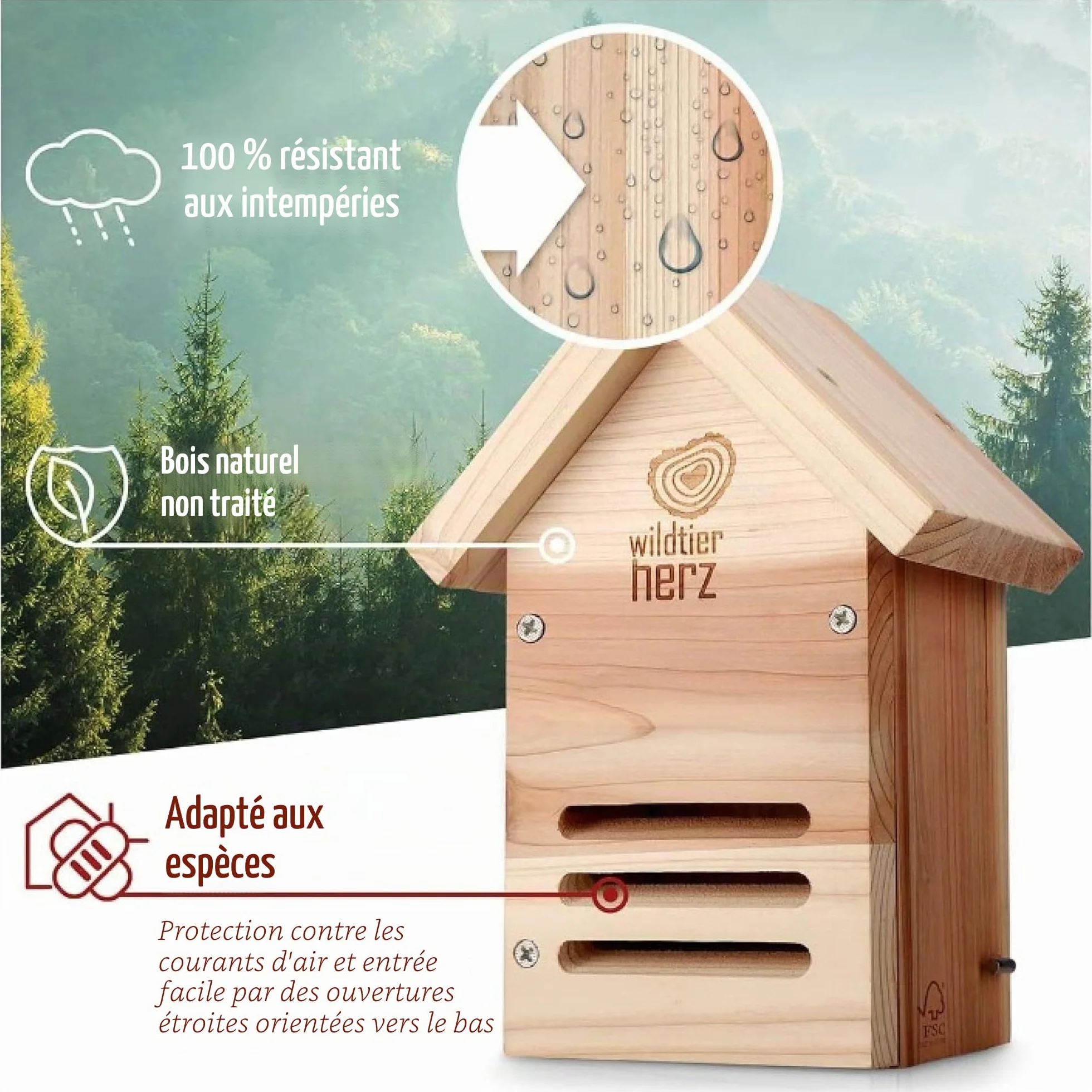 Hôtel à Coccinelle en Bois Imperméable Résistant Aux Intempéries pour Insectes