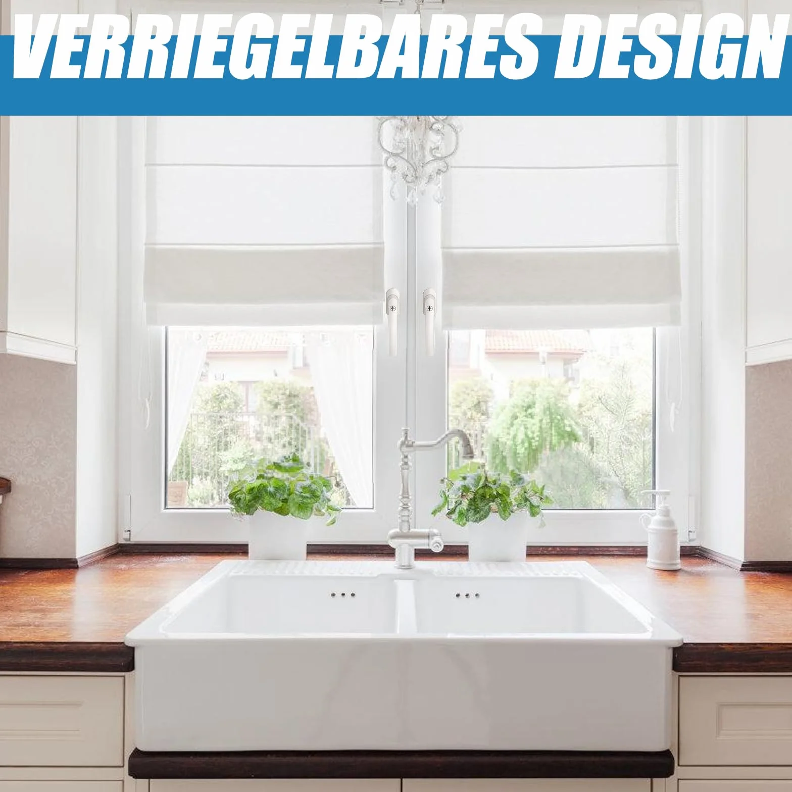 Poignées de Fenêtre Verrouillable 4 Pièces avec Clés Universelles 35 mm pour Fenêtres et Portes de Balcon Blanc