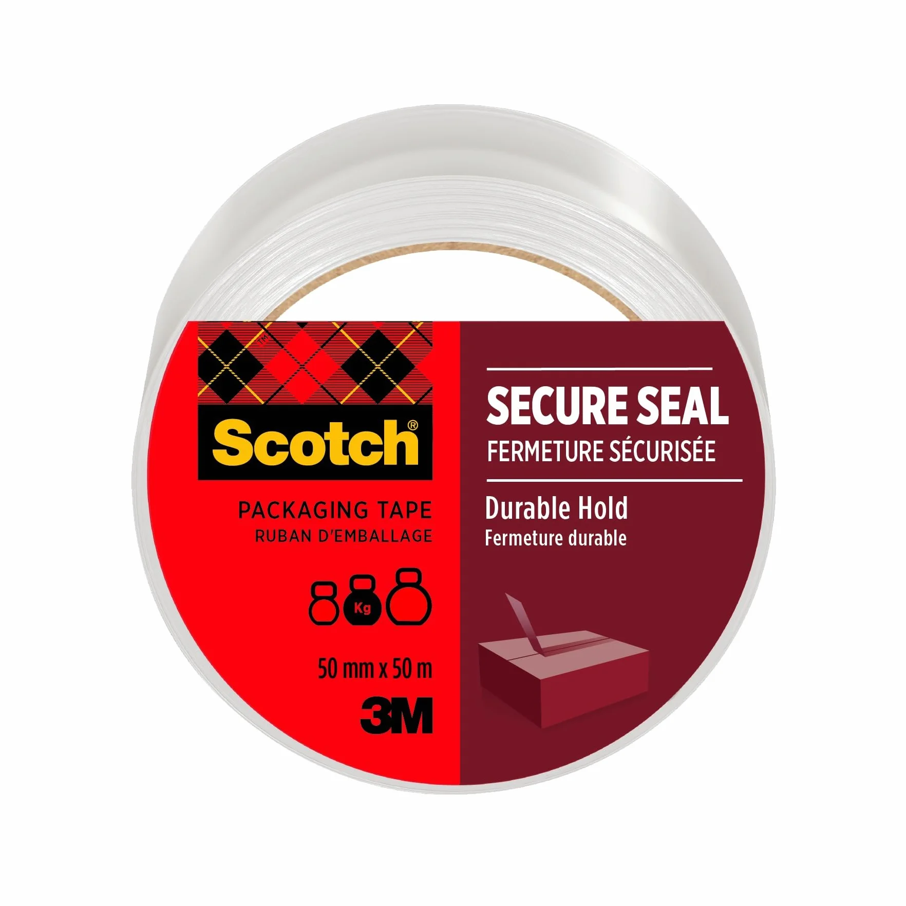 Scotch Ruban Adhésif d'emballage Transparent 50 mm x 50 m 1 Rouleau
