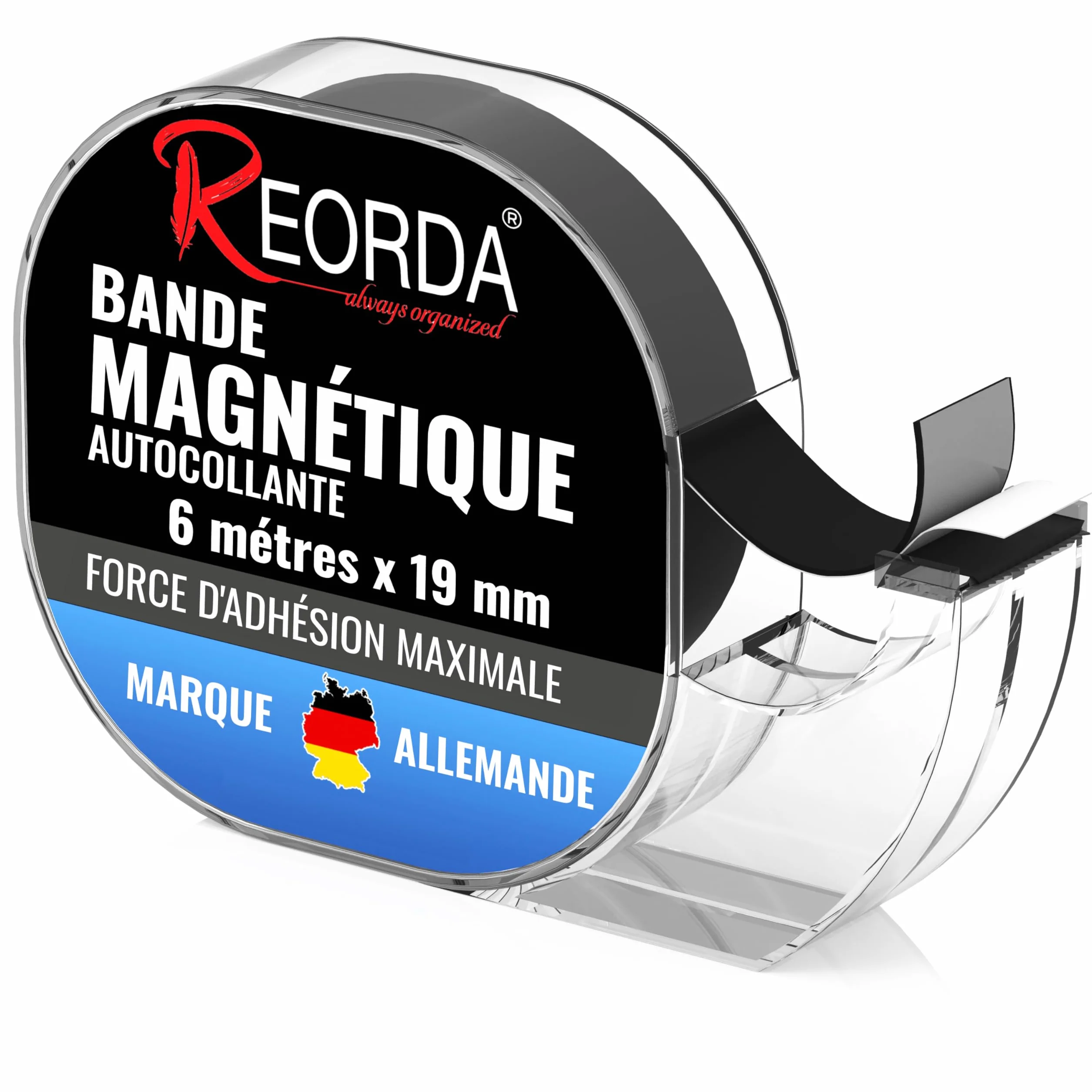 REORDA Dévidoire de Bande Magnétique Adhésive, Ruban Magnétique Autocollant 6 m