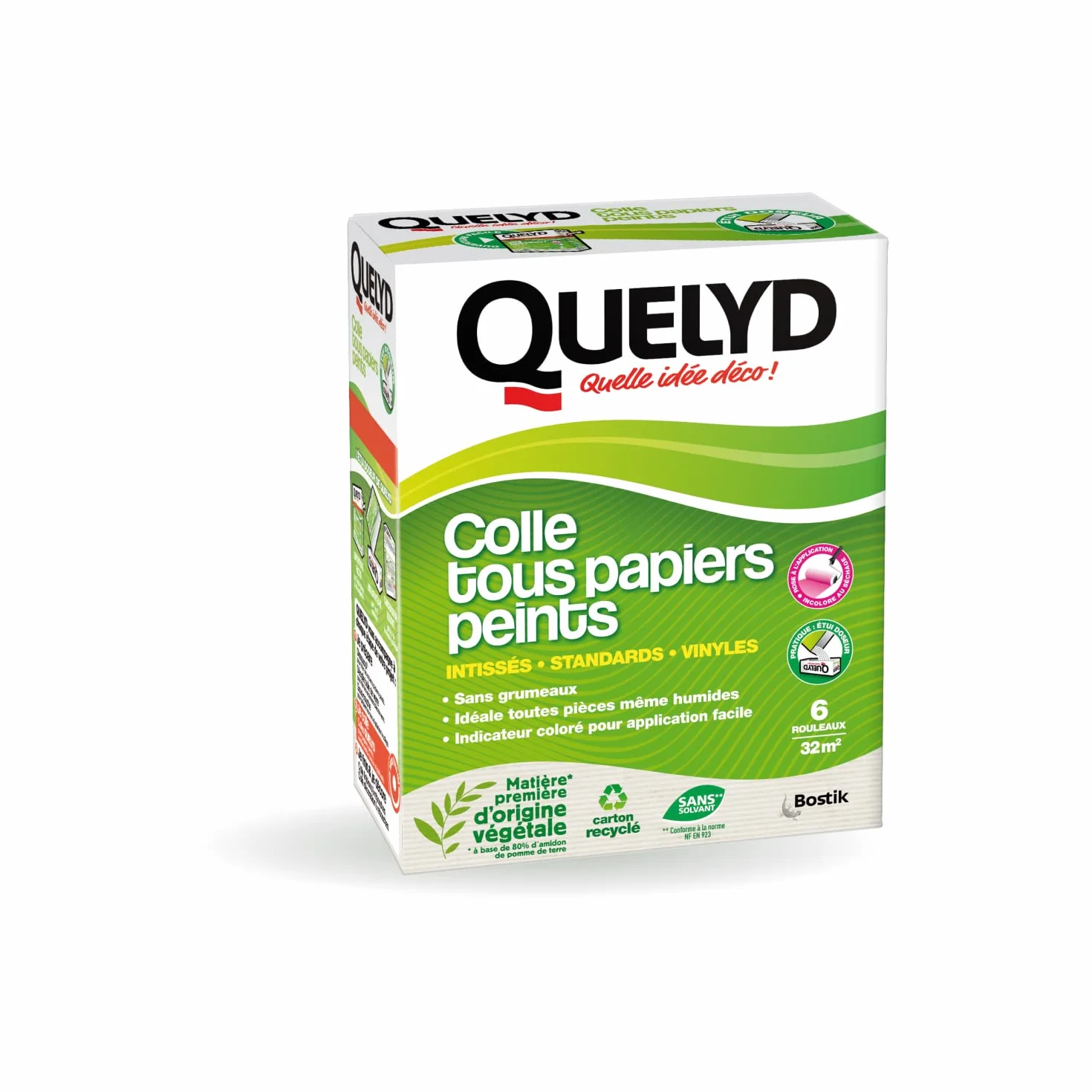 Quelyd Colle Tous Papiers Peints Indicateur Coloré 300 g 6 Rouleaux 32 m²