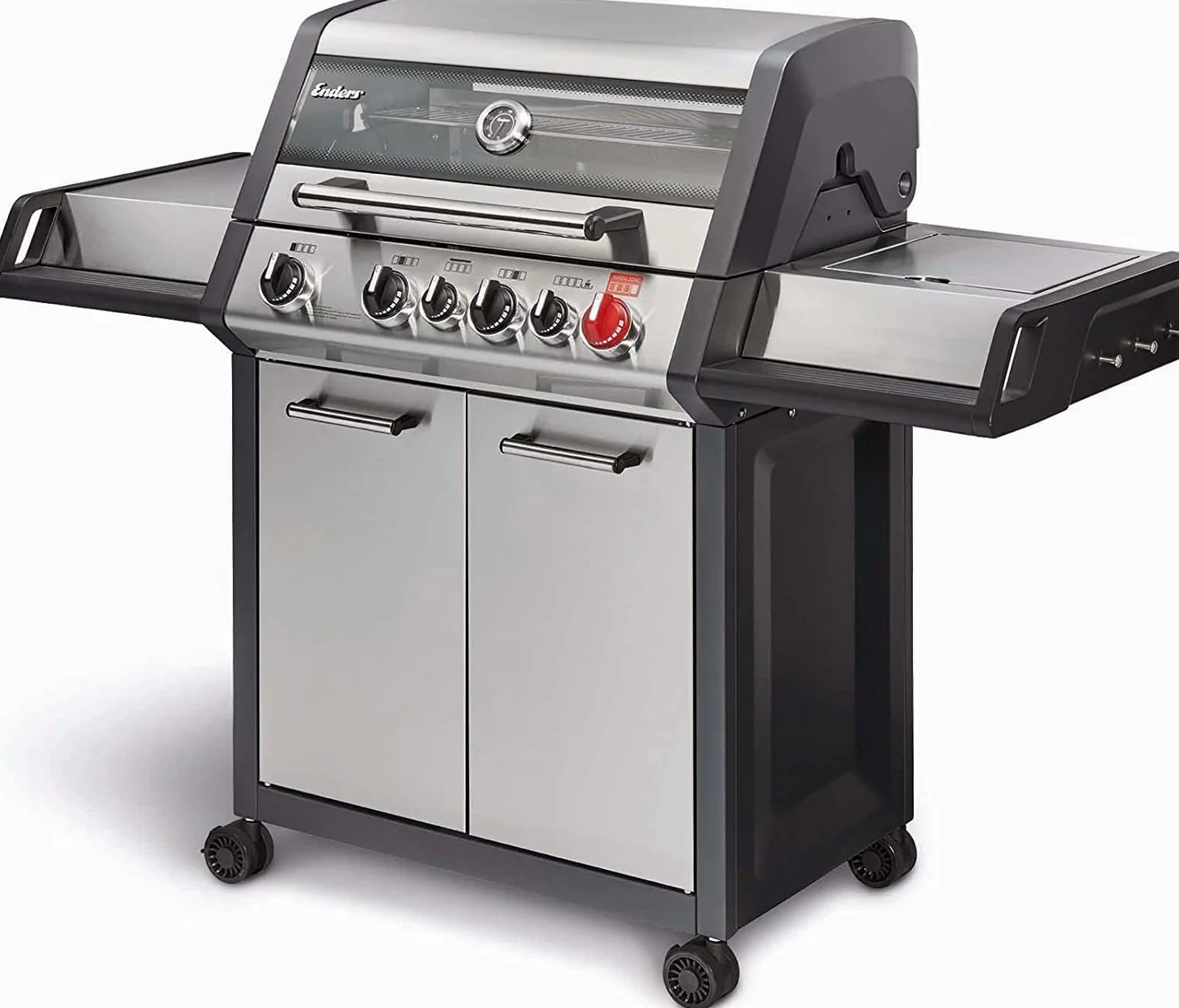ENDERS - Barbecue Monroe Pro 4 SIK Turbo - 4 brûleurs dont 1 Turbo Zone - 1 brûleur arrière infrarouge - 1 brûleur latéral - Simple Clean - Switch Grid - Jusqu'à 14 convives - 21,1 kW