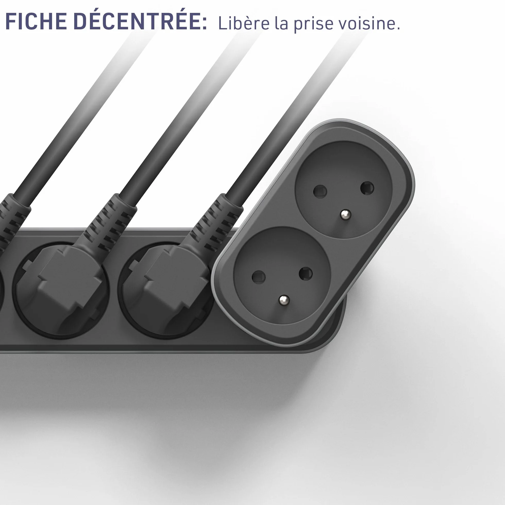 Electraline Adaptateur Fiche Multiprise Biplite Prima 2 Prises françaises 16A, Blanc
