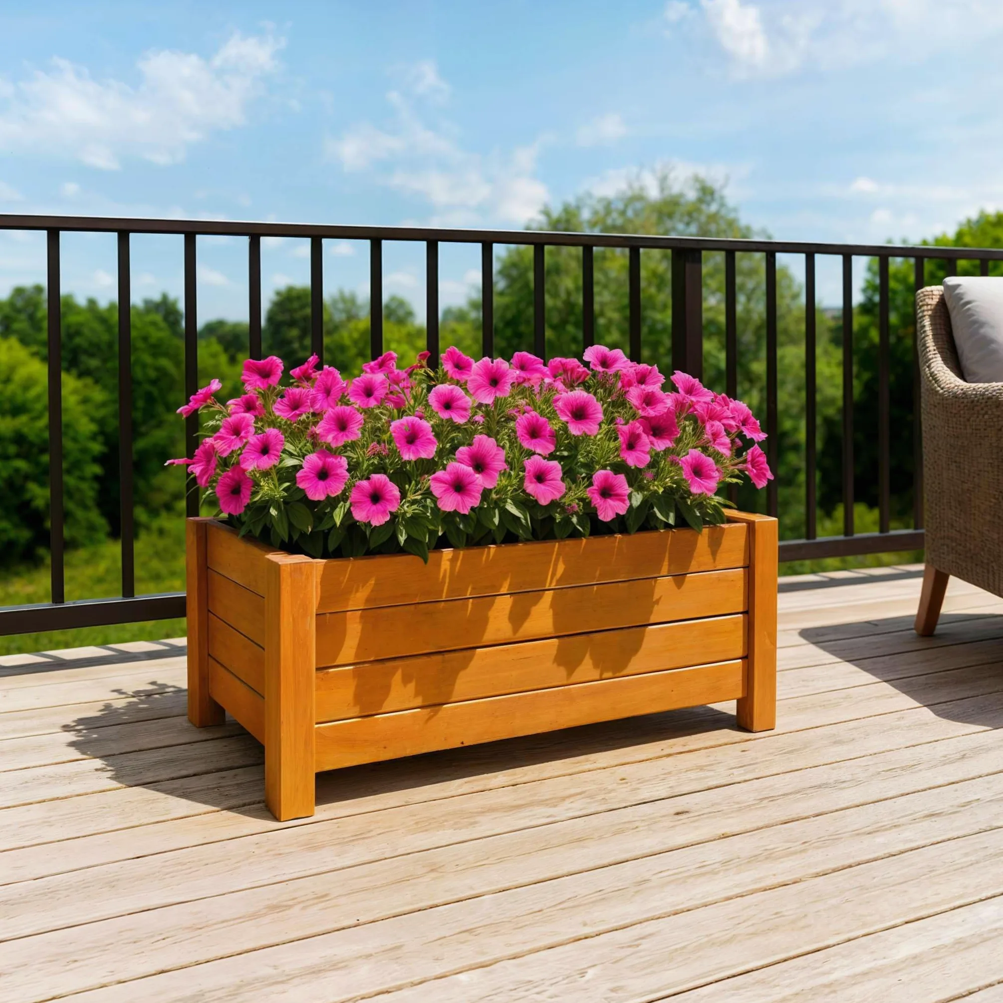 BOGATECO Bac à Fleurs Jardinière en Bois pour Extérieure | 80 x 38 cm | Pot de Fleurs Parfait pour Jardin, Terrasse & Balcon | Imprégné | Arrive Assemblé | avec Agro-Textile | Marron Chêne