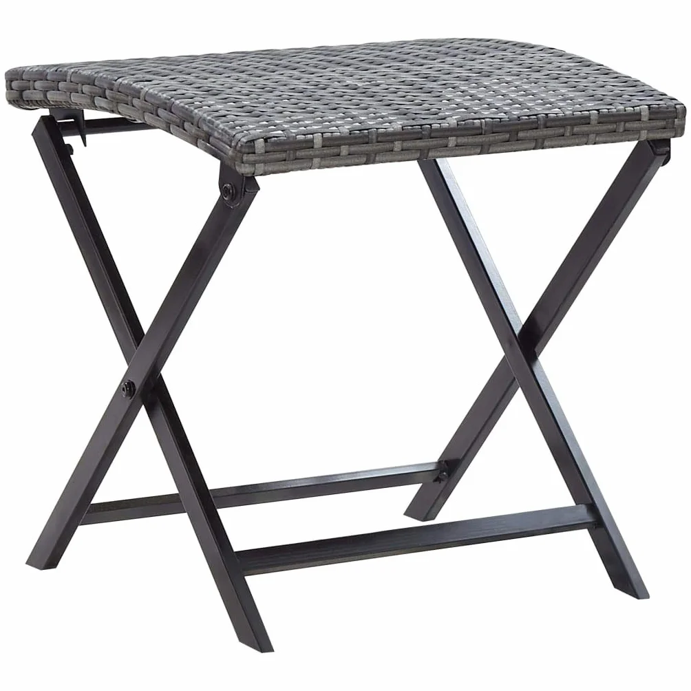 Leepesx Tabouret Pliable Résine tressée Gris Siège de Jardin Tabouret de Terrasse Repose-Pied de Patio Meuble de Balcon Extérieur