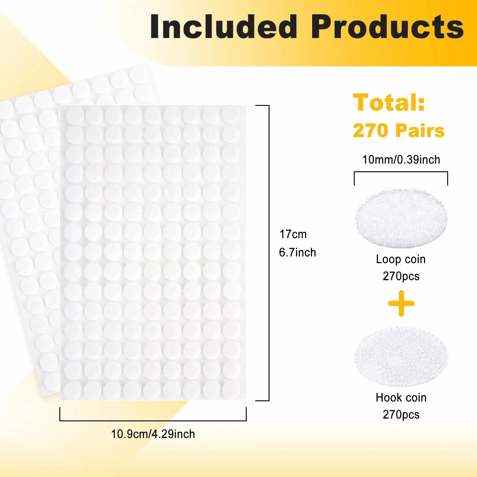 540 Pièces Scratch Autocollant Rond 10mm Double Face Hook & Loop Pastille Adhesive Blanc