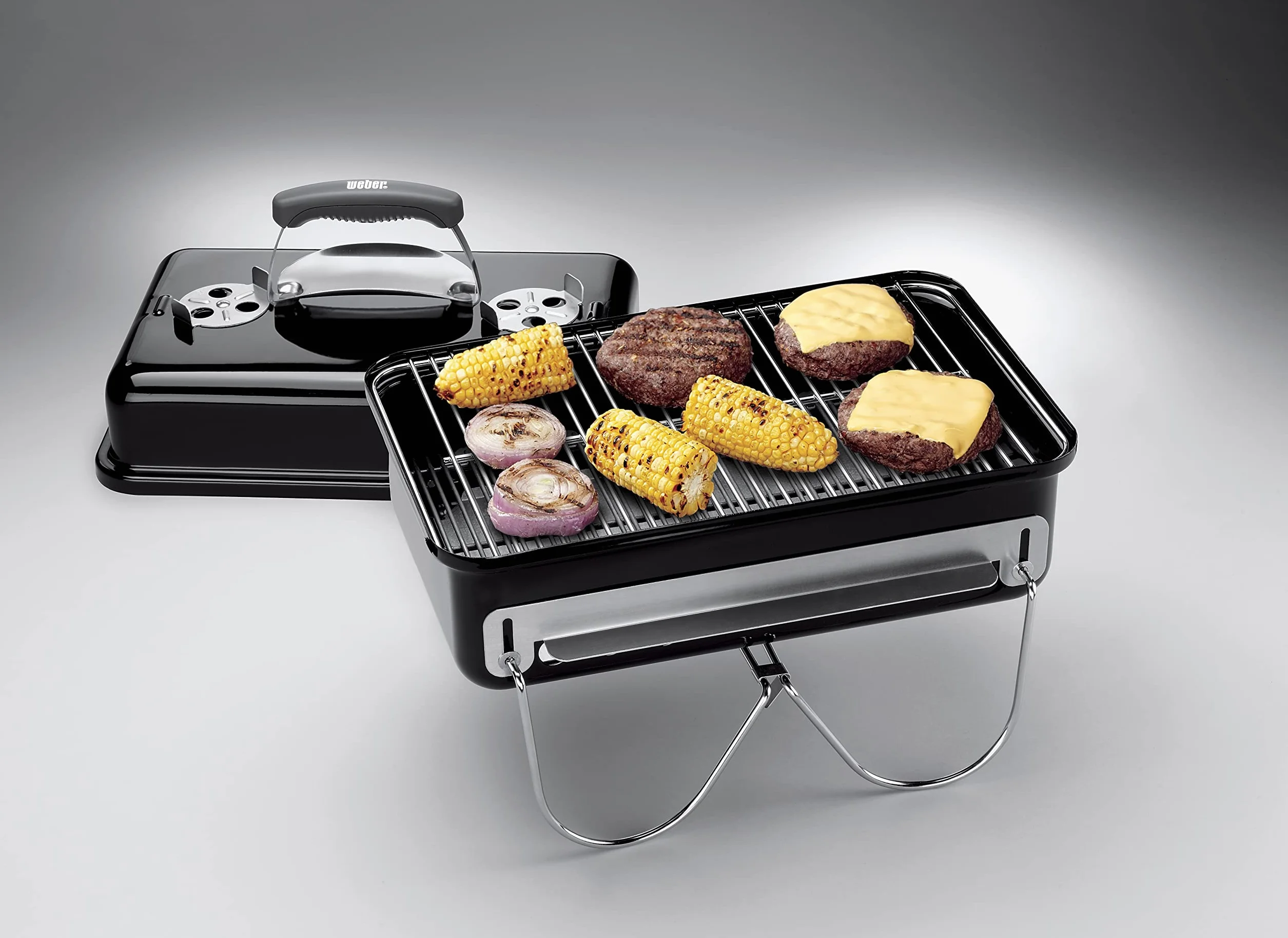 Weber Barbecue au Charbon Go-Anywhere Portable, Pieds Repliables, Design Compact, 42x26 cm, Noir