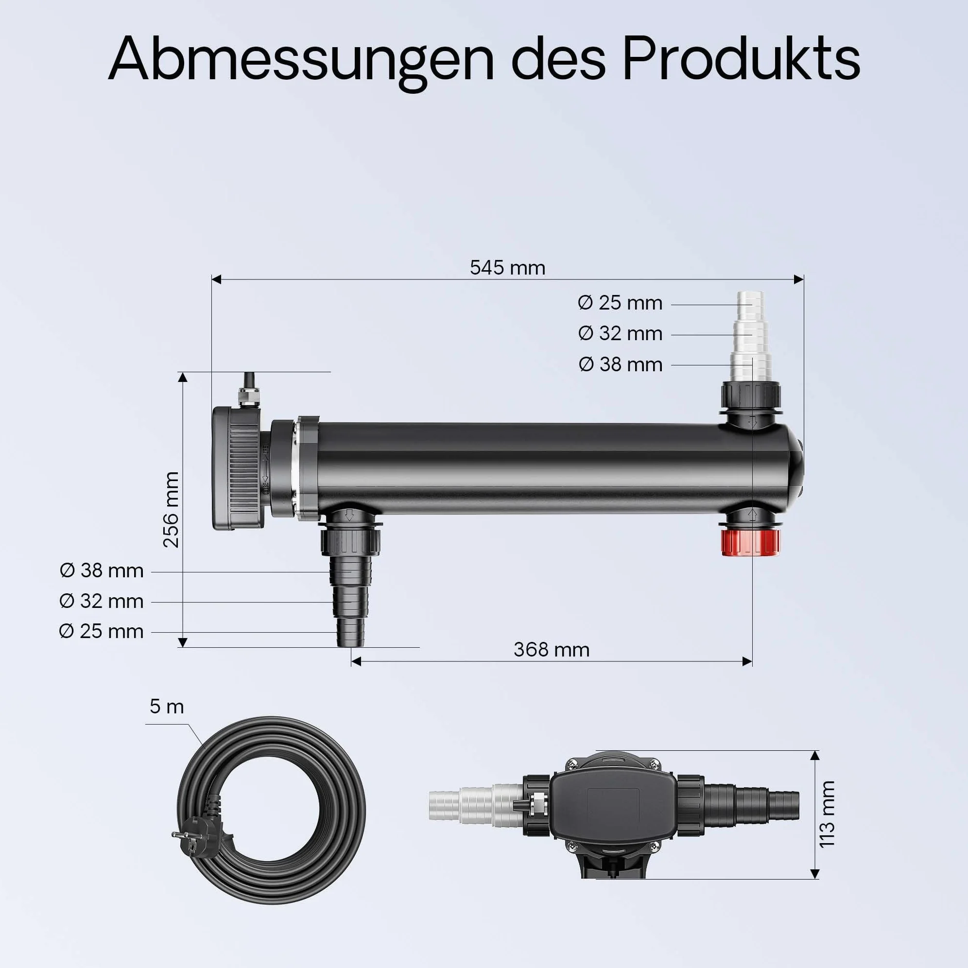 SunSun Kit complet: CBF-350B Filtre de bassin jusqu'à 60000 L Biologique, CUV-324 lampe uv UVC Clarificateur avec 24 Watt Puissance UV-C