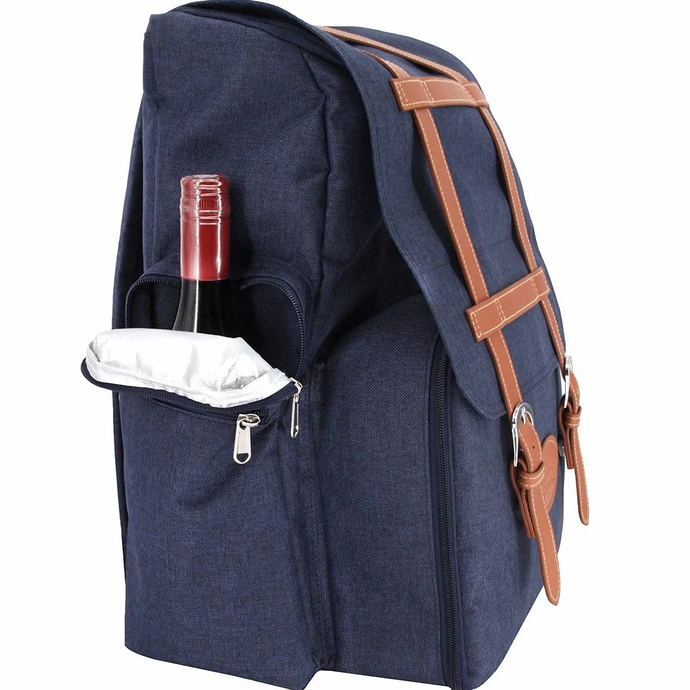 Les Jardins de la Comtesse - Sac à Dos Pique-Nique Escapade - 4 Personnes - Complet avec Compartiment Isotherme - Assiettes Solides et légères - Nombreuses Poches - 29 x 15 x 44 cm (Bleu)