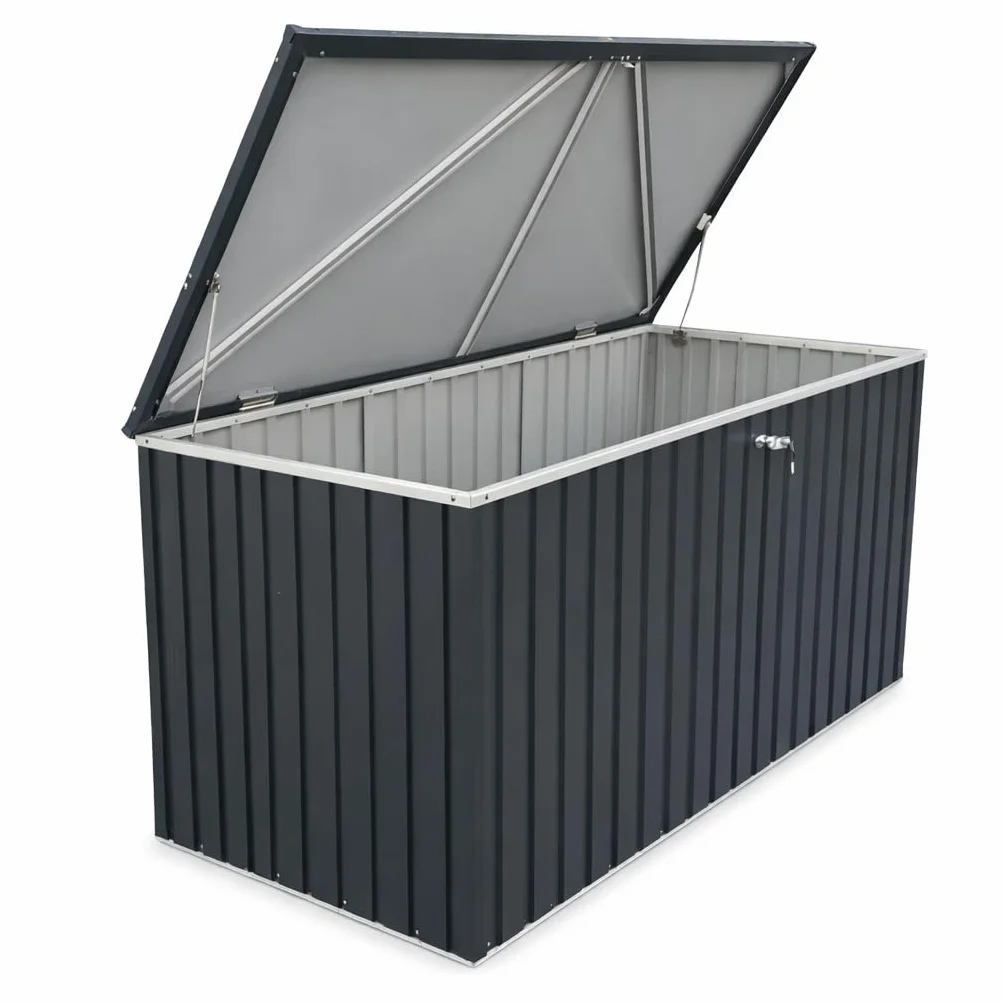 Duramax DH 1.9 (1450 L) Coffre de Rangement de jardin en métal avec vérin à gaz hydraulique, anthracite