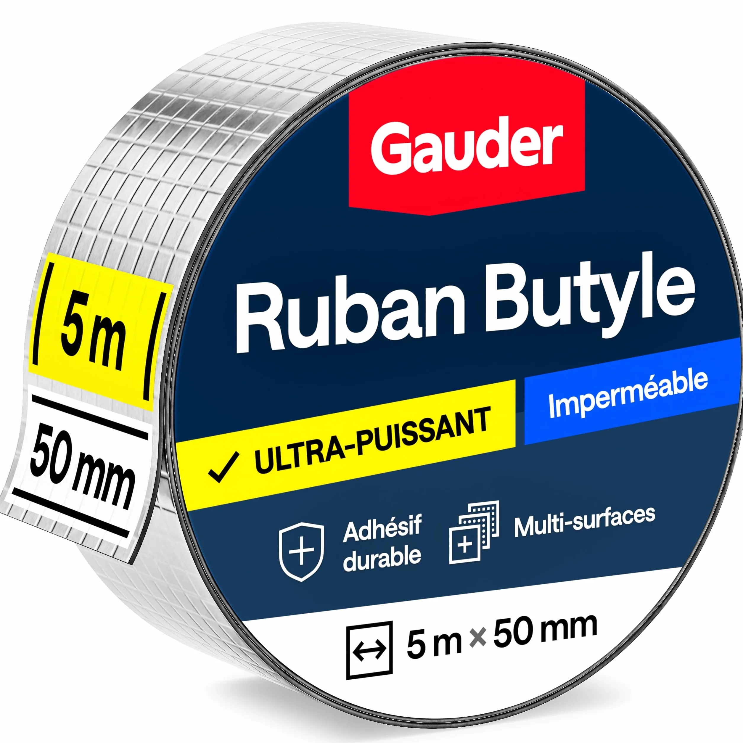 GAUDER Bande Butyle étanche adhésive 50 mm x 5 m pour toit, gouttière et camping-car