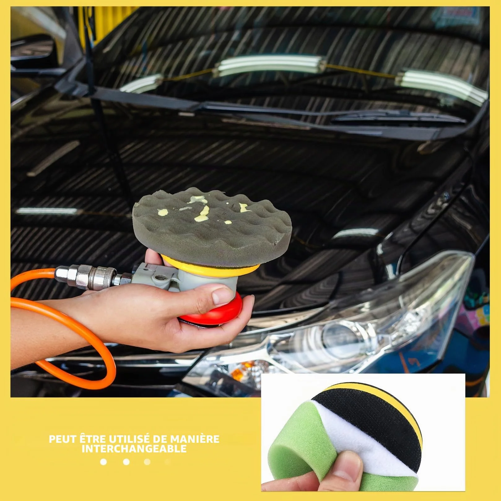 Lot 4 tampons polissage ponceuse orbitale voiture, plaque support tailles 7,6/10,2/12,7/15,2 cm adaptateur M10/M14