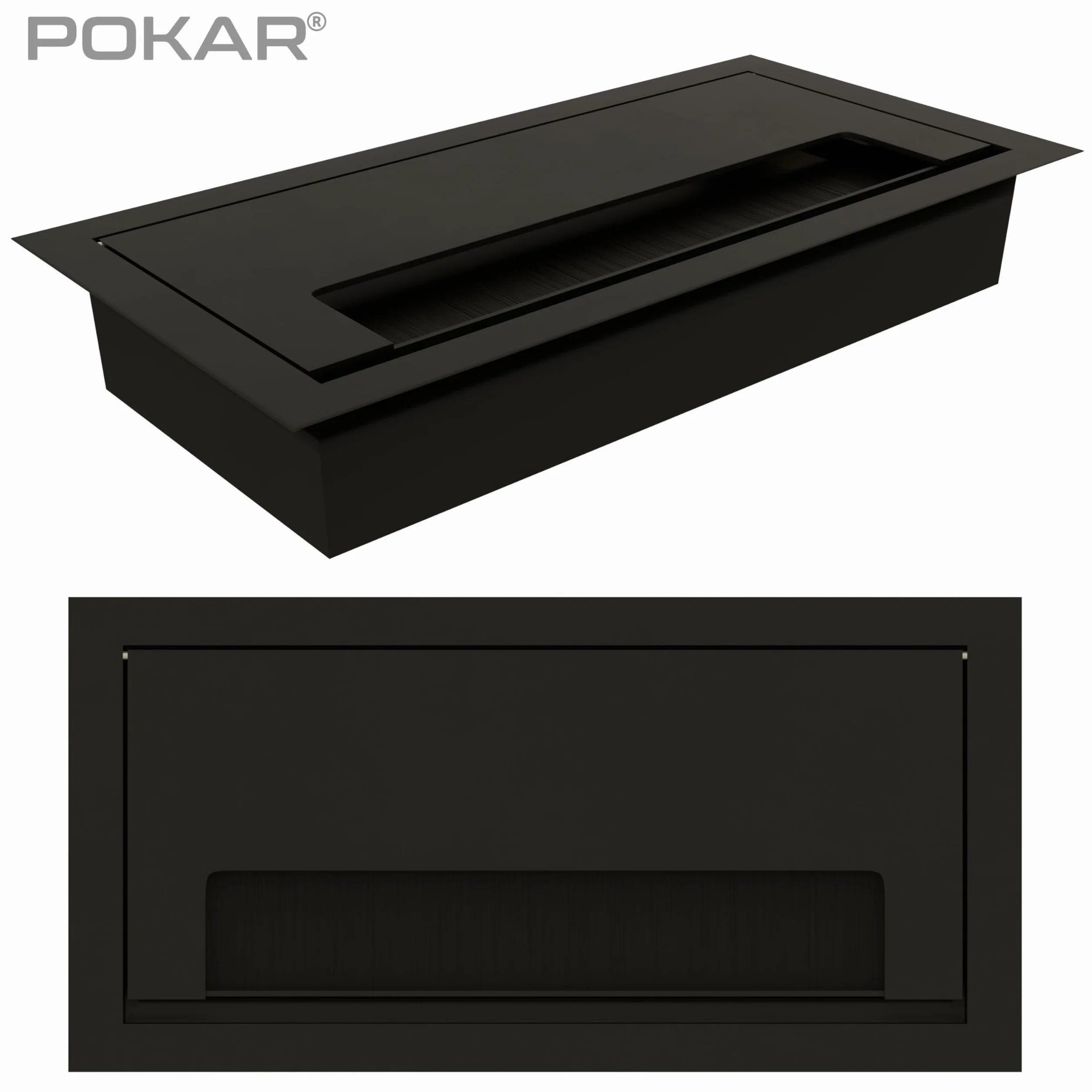 POKAR Passe Câbles Encastrable Bureau Entrée Câble Brosse 160 x 80 mm Noir