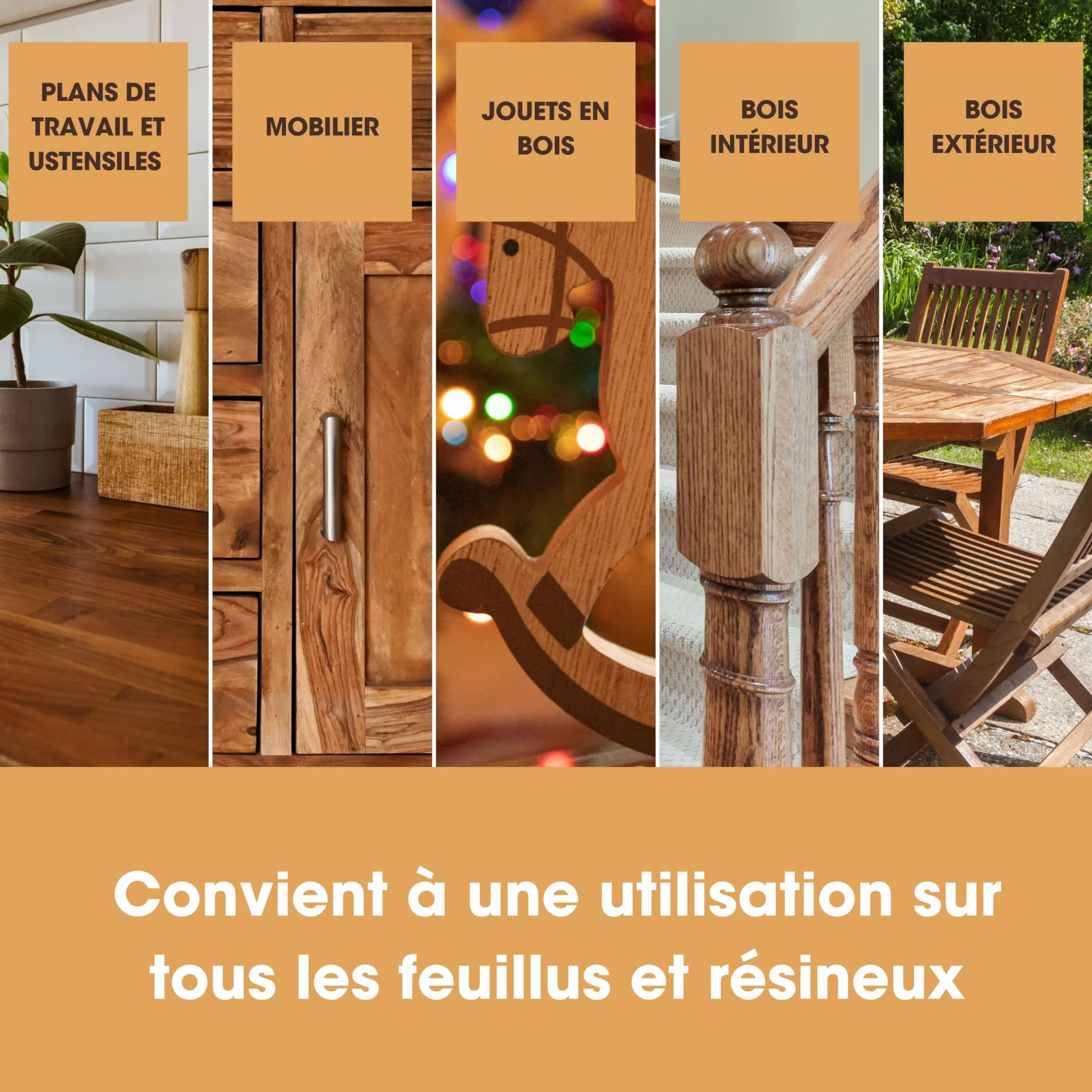 Furniture Clinic Huile de Tung Pure 500ml - Huile Naturelle pour Bois Intérieur Extérieur, Non-Toxique, Finition Mate