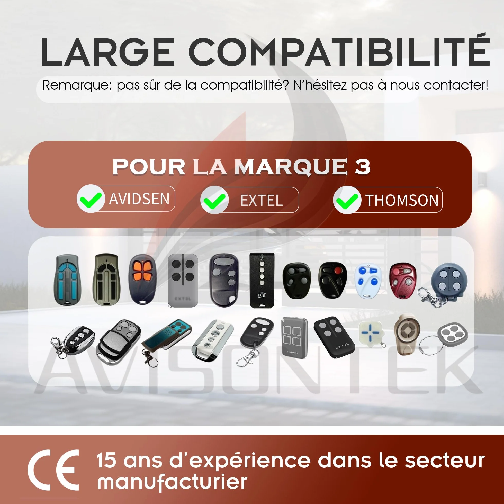 Avidsen Télécommande Motorisation Portail Porte de Garage Lot de 3 114253