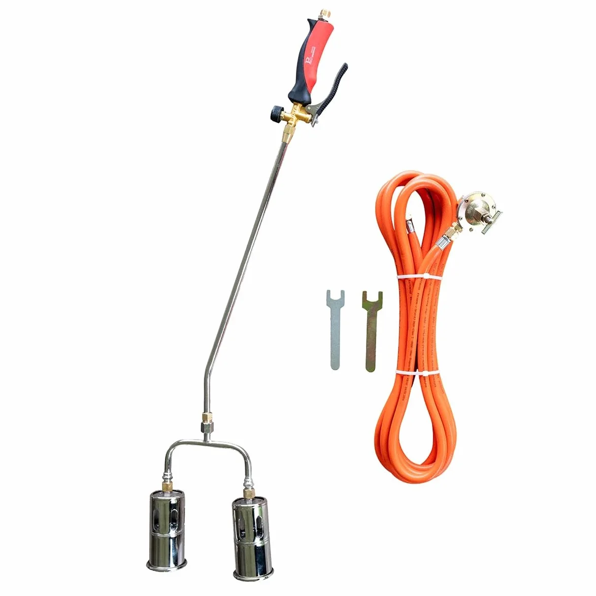 INTEC - Désherbeur thermique à gaz 2 Bruleurs Ø 60 mm Turbo Détendeur gaz 4.0 bar Tuyau 5m INTEC