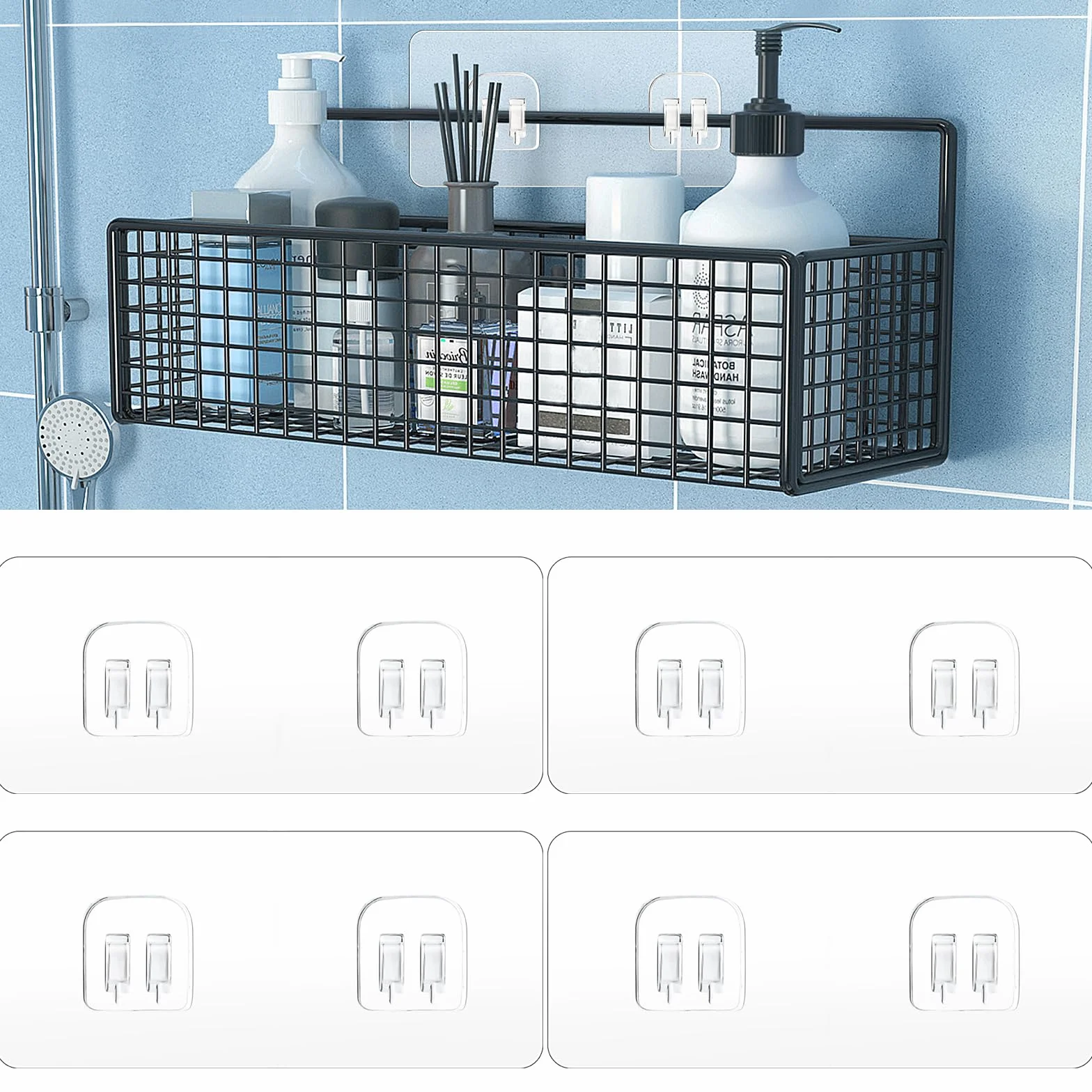 Lot 4 Adhésifs Rechange Support Douche Crochets Puissants Angle Étagère Salle Bain Panier Porte Savon
