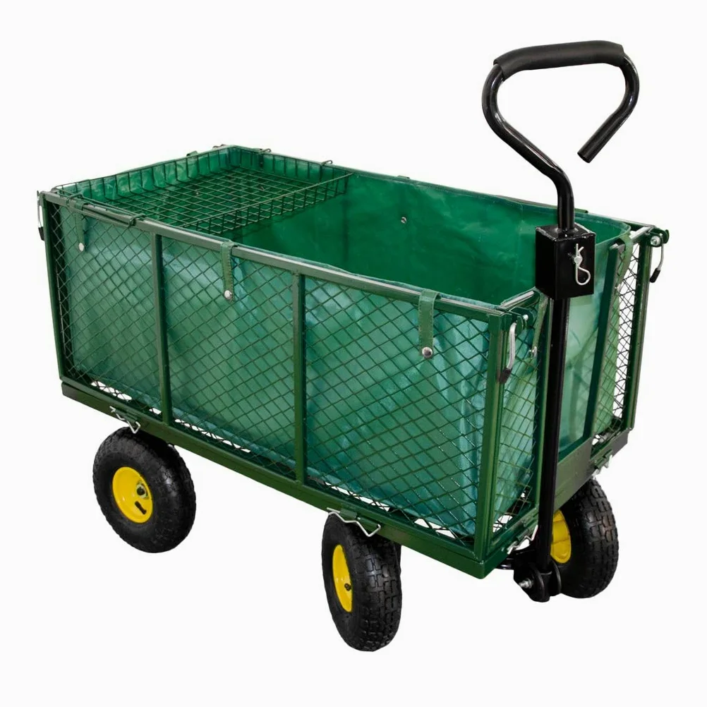 Georges Chariot de jardin, pour le transport, charge maximale : 550 kg, avec pneus pneumatiques et bâche intérieure amovible
