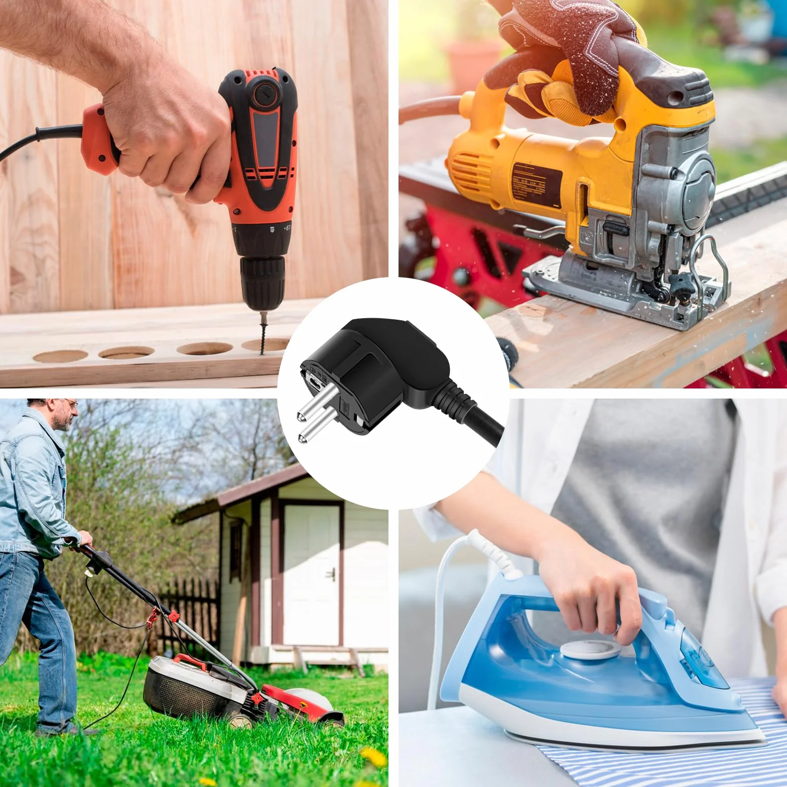 Fiches Schuko Prise Electrique Male 250V 16A Etanche Exterieur Fiche Coudée Mise à la Terre Nero