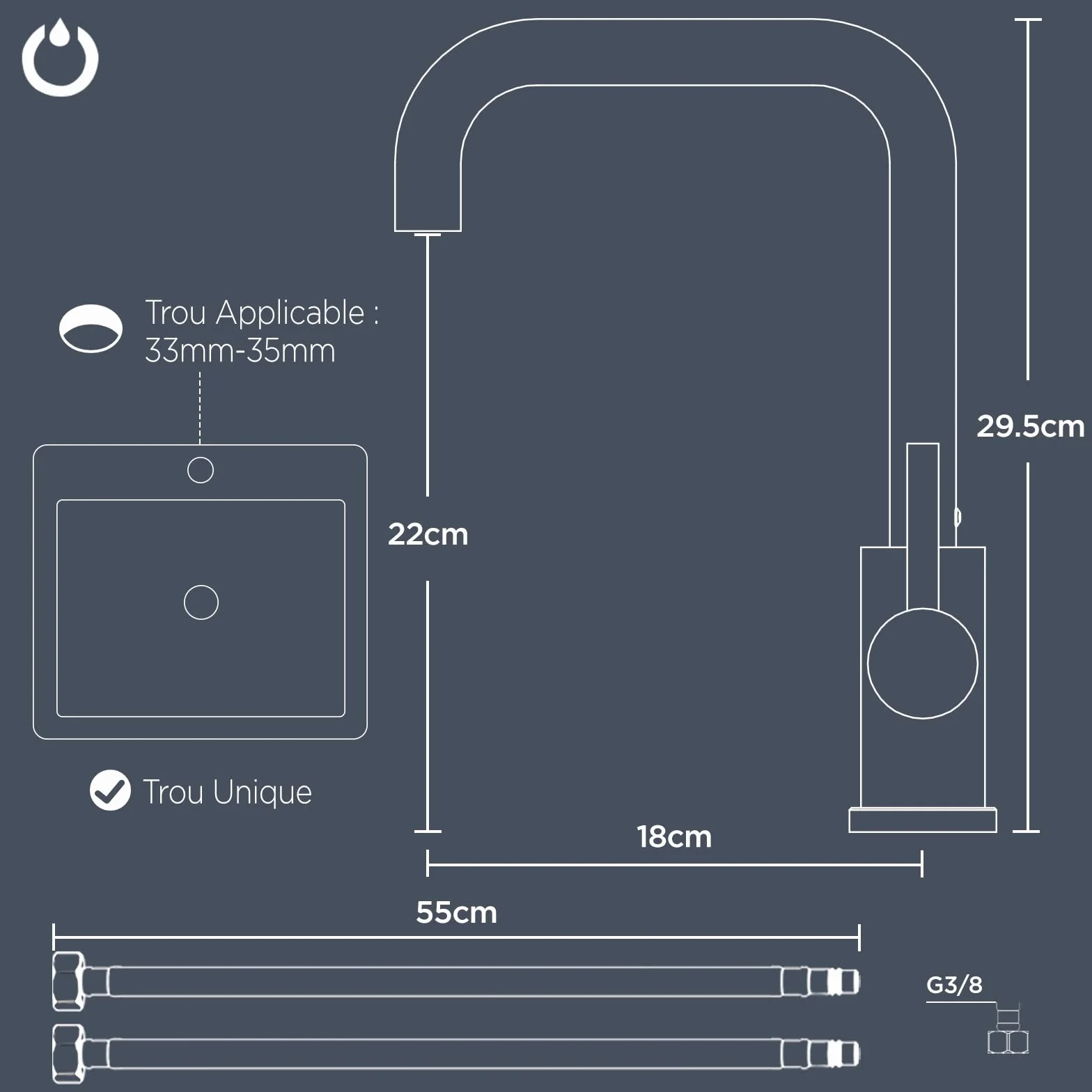 FORIOUS Robinet Cuisine Mitigeur pivotant 360° monocommande L 1 trou