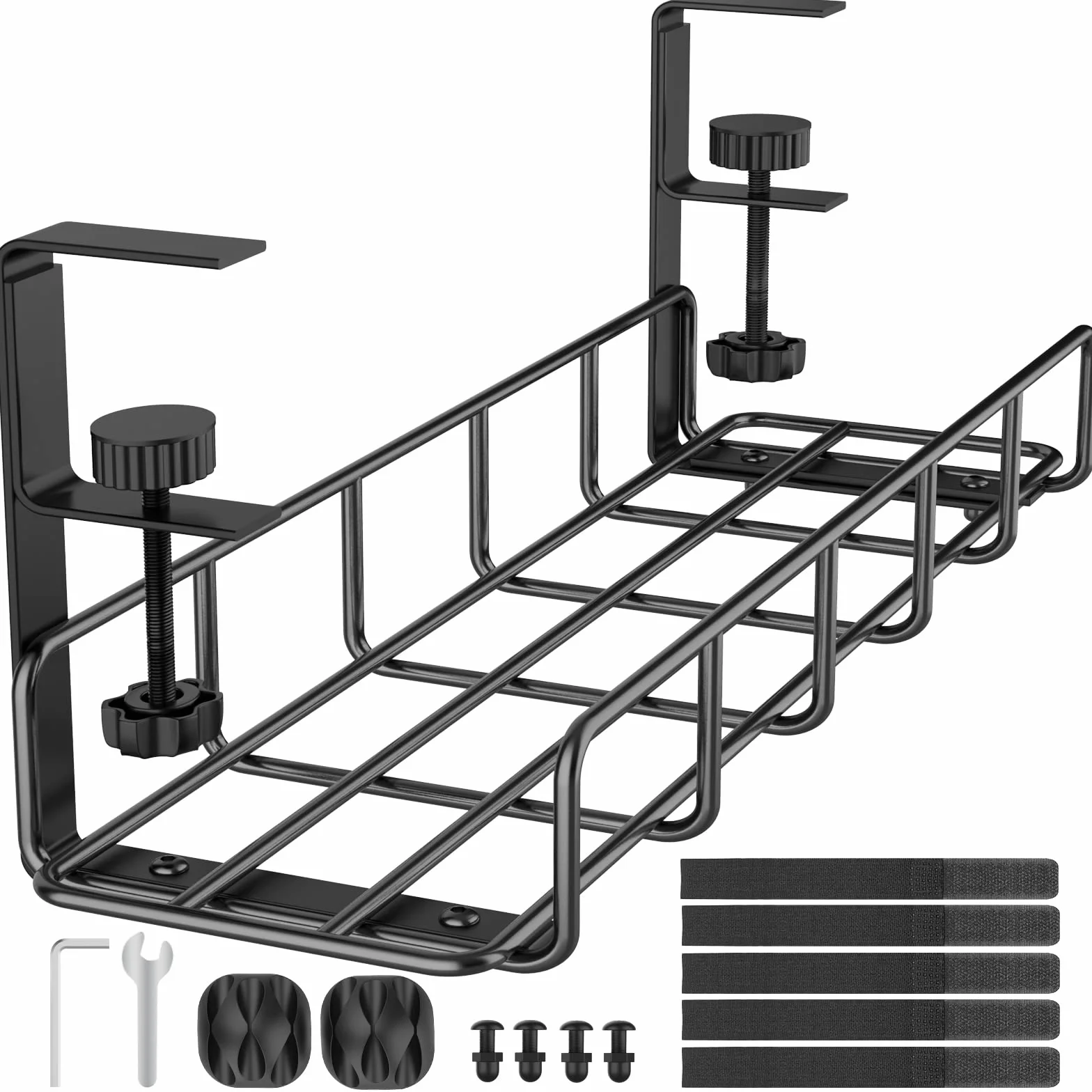 REFLYING Plateau Sous le Bureau Gestion Câbles Multiprises Noir 1 Pièce