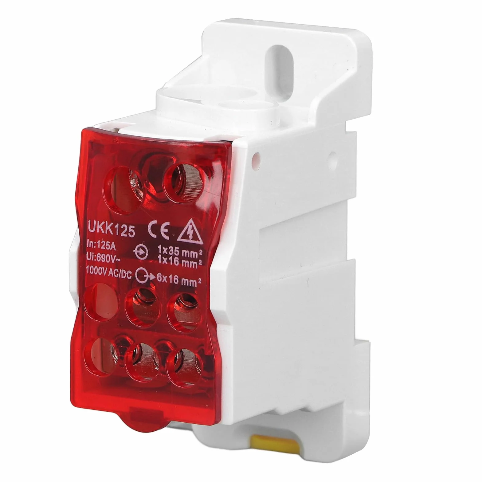 Bornier UKK-125A 690V Rail Din Boîte De Jonction Distribution Avec Couvercle Protection Rouge