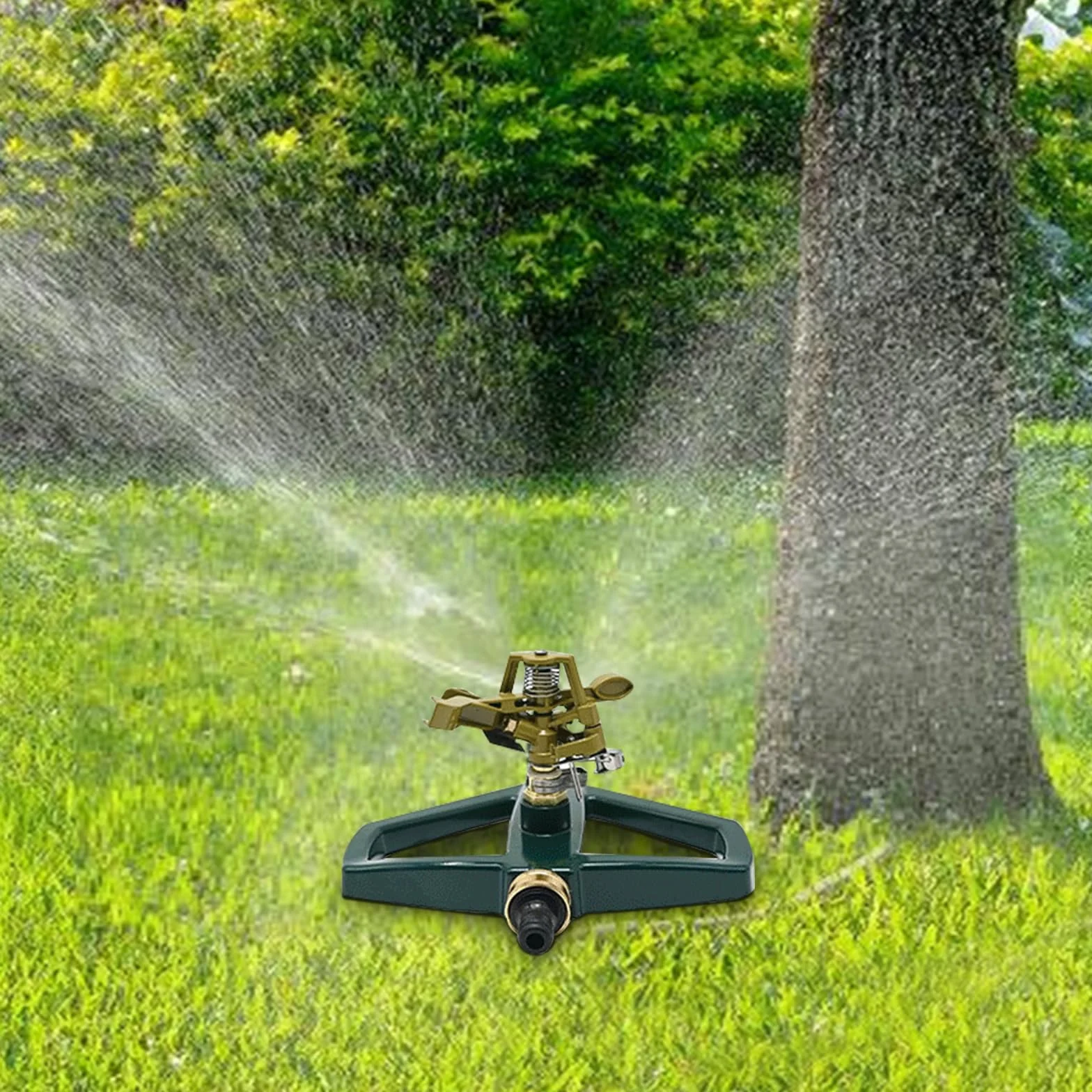Arroseur de pelouse métal 360° automatique système irrigation robuste jardin serre