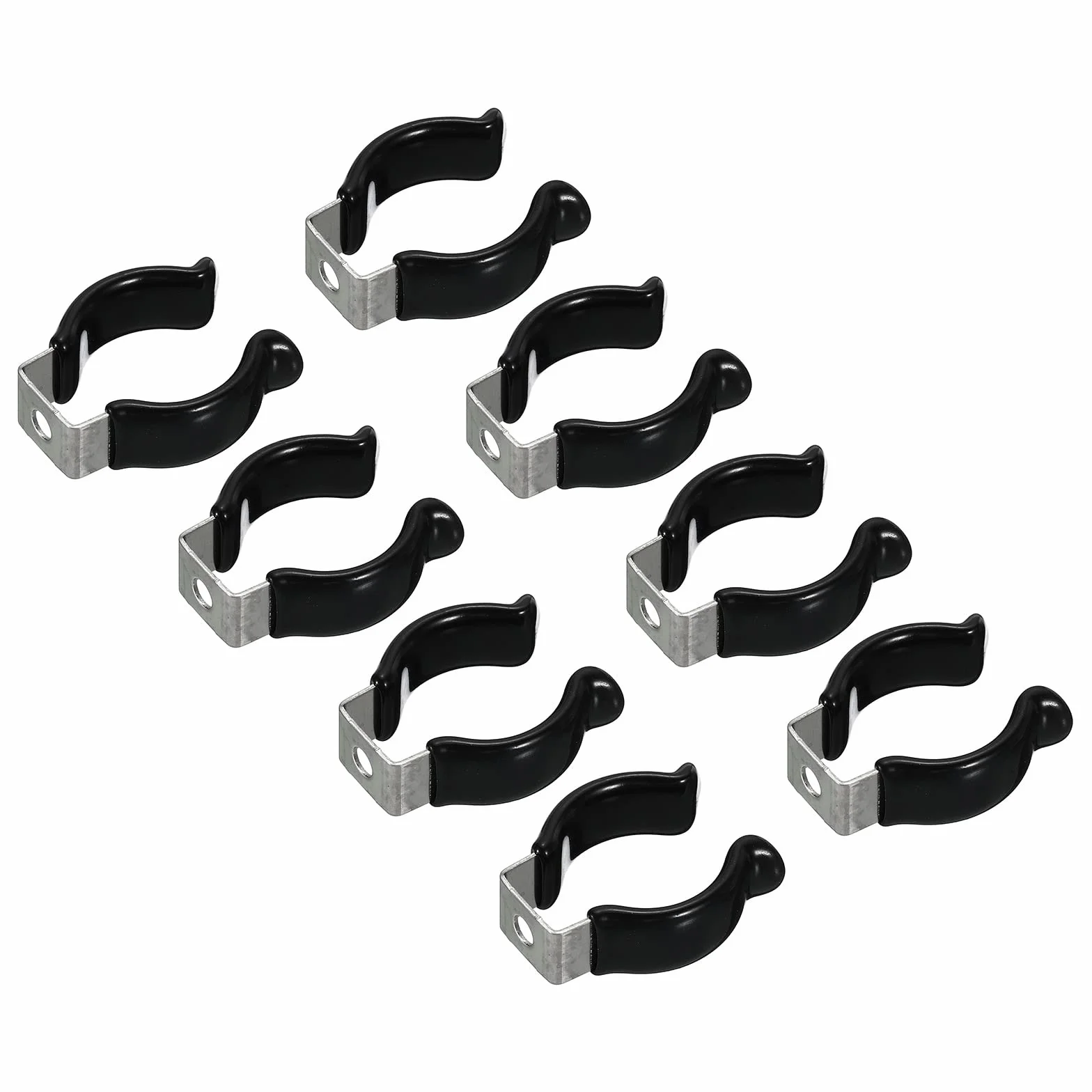 sourcing map Lot de 8 clips T8 U - Clips de fixation pour bande lumineuse LED en acier inoxydable Noir