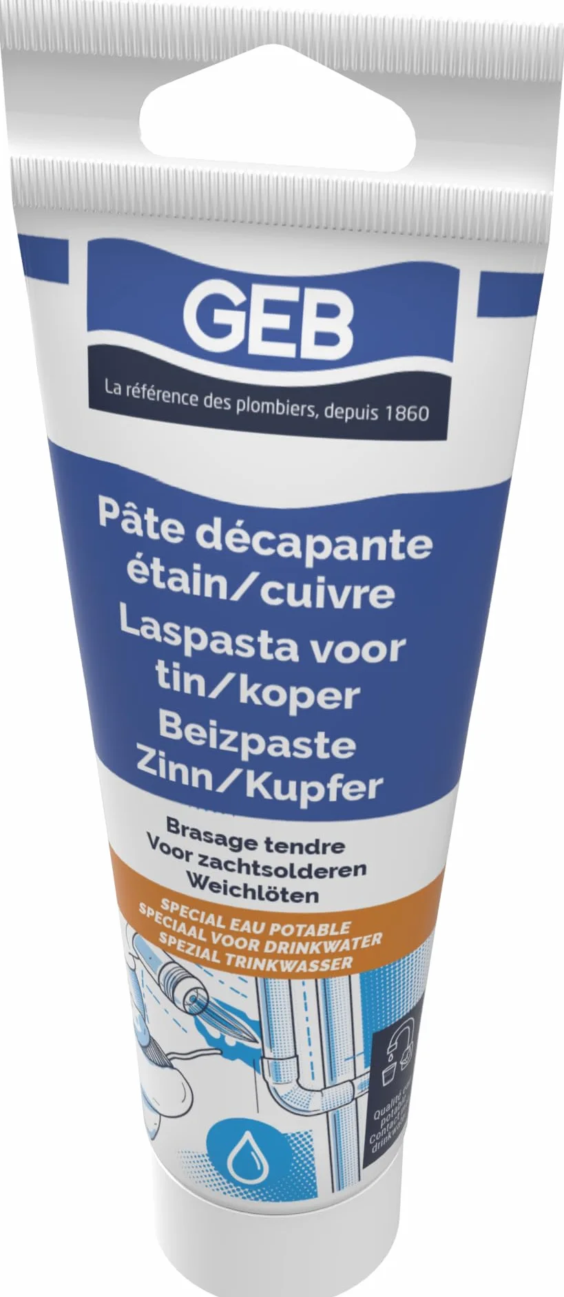 Pâte décapante étain cuivre tube 125 ml brasage tendre GEB