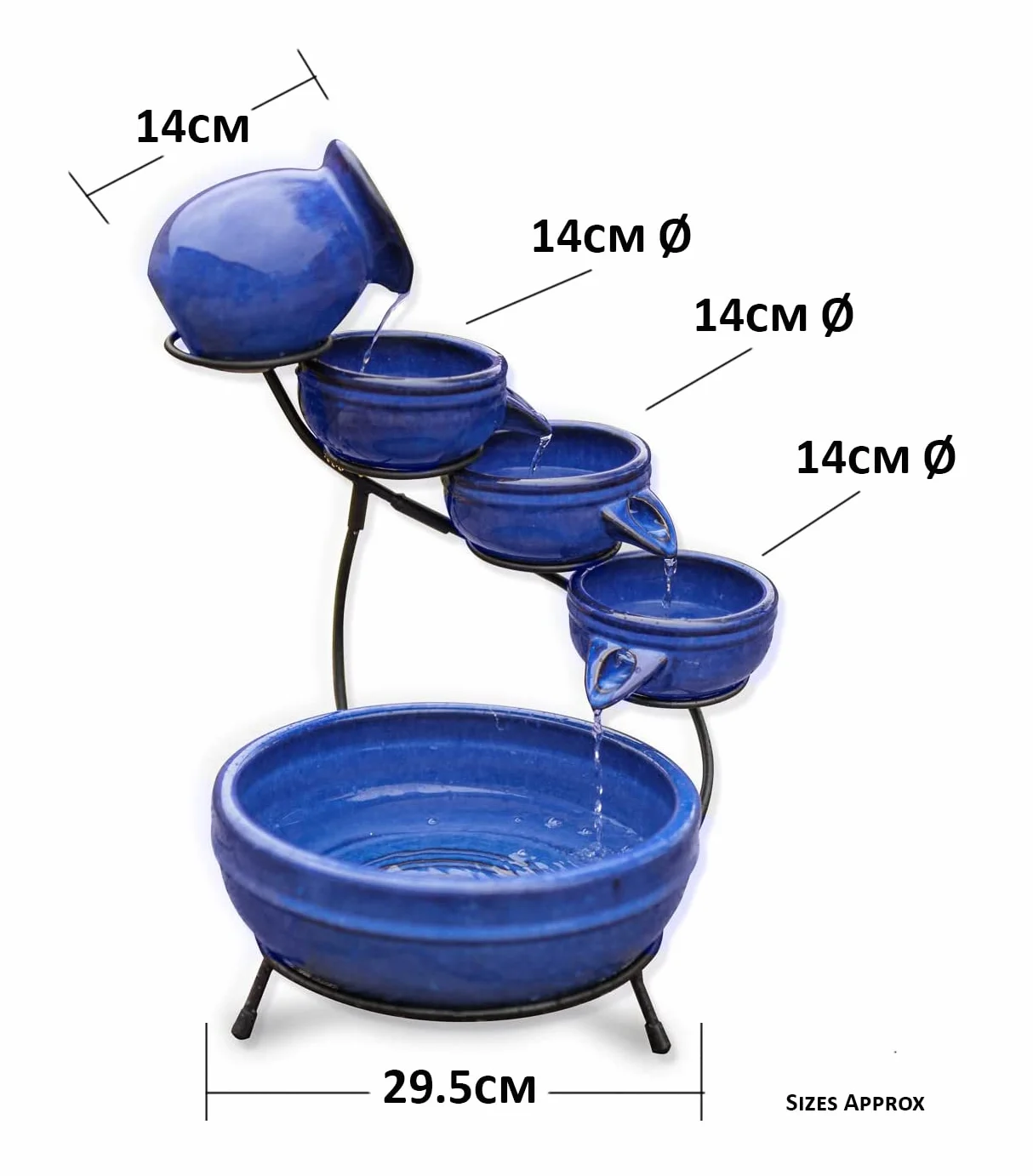 Fontaine solaire en cascade 49 cm céramique 5 niveaux basse tension jardin extérieur