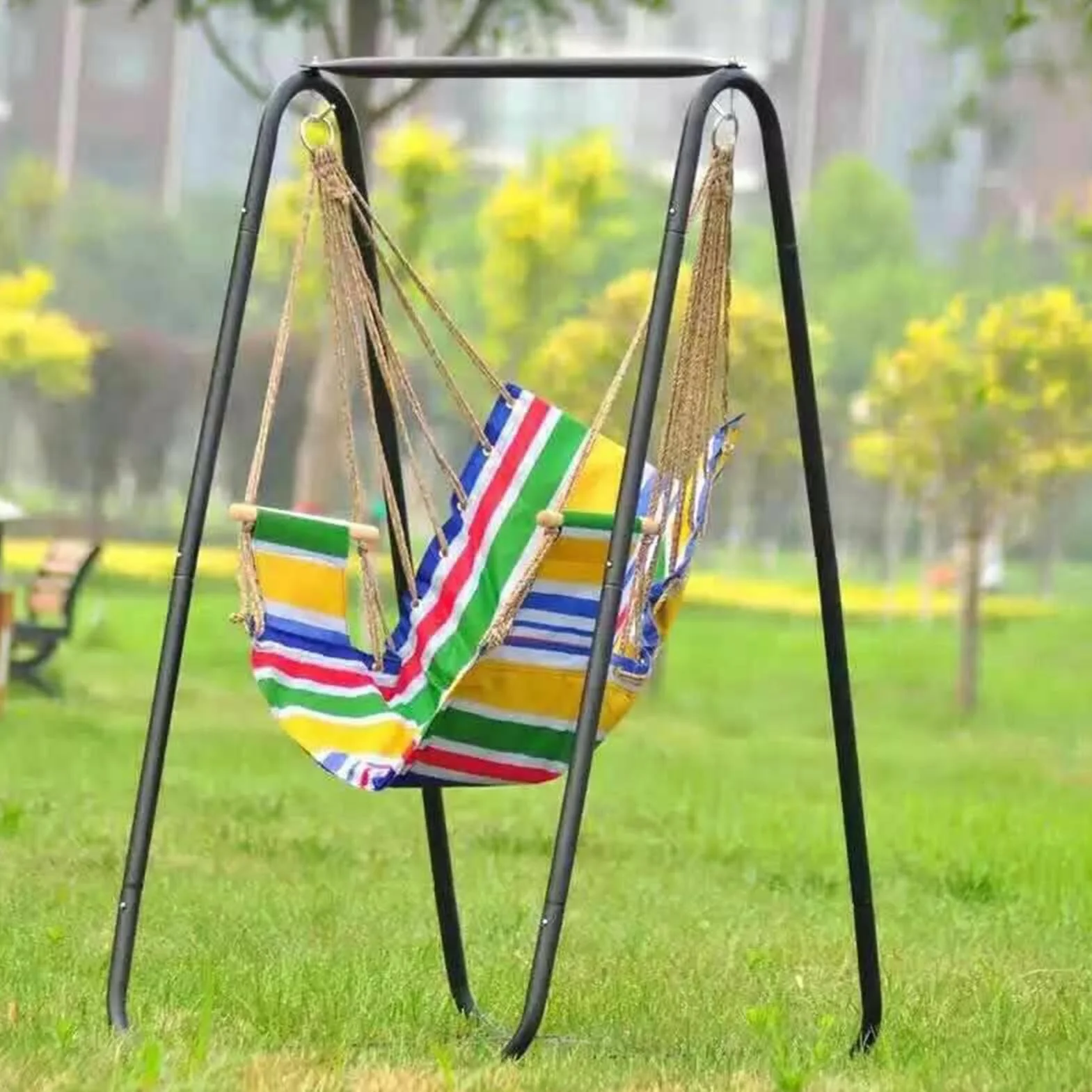 Support de chaise hamac, cadre de balançoire en forme de A, cadre de hamac pliable robuste, support de balançoire en métal pour intérieur ou extérieur, capacité de 99,8 kg, balancelle non