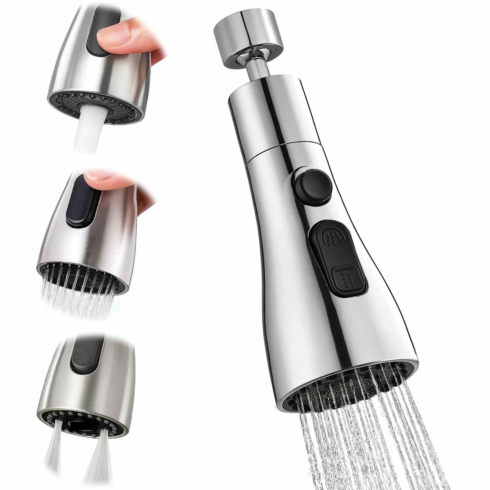 Robinet Cuisine Douchette 360 Degres 3 Modes Embout Aerateur Mitigeur Evier Plastique ABS Universal Orientable