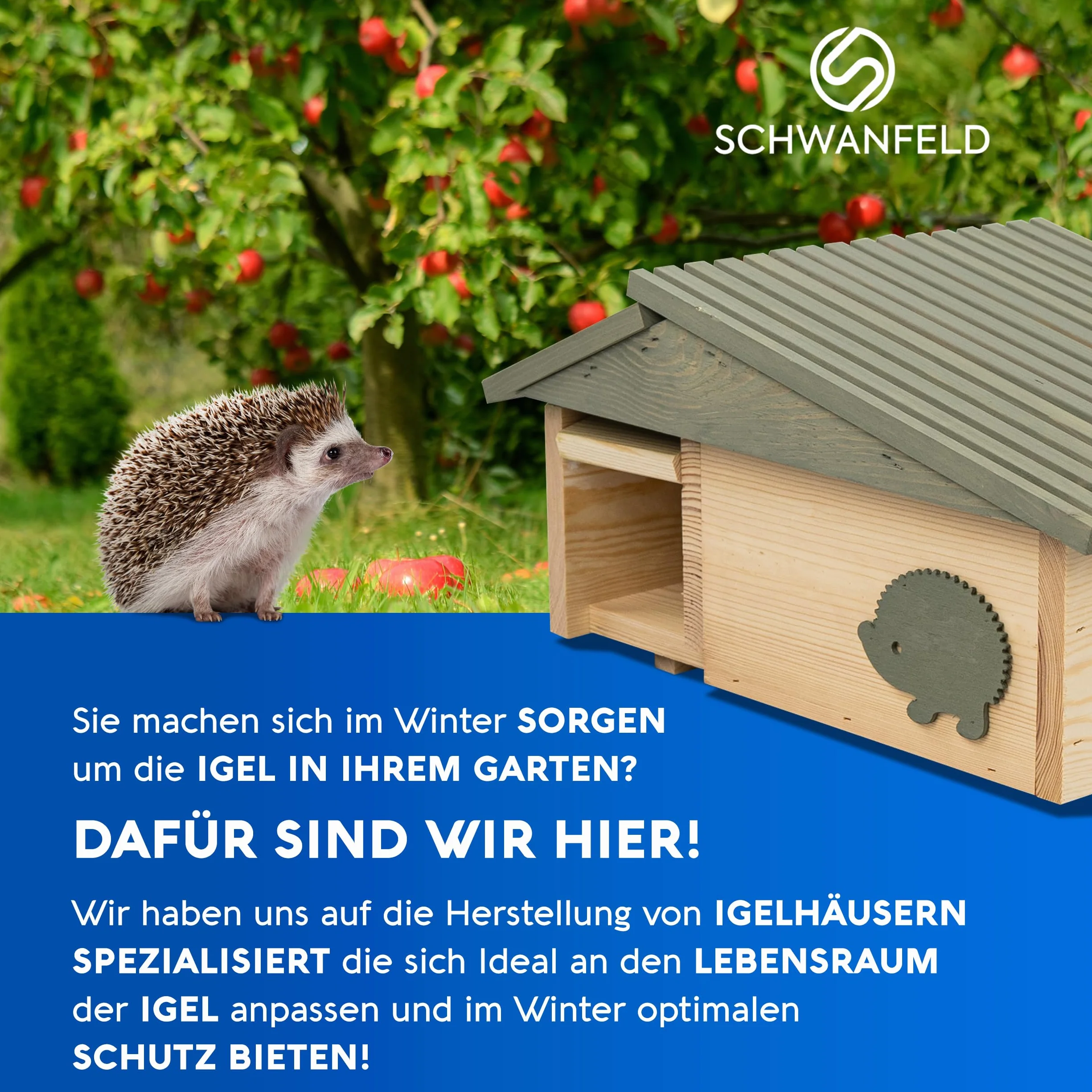 SCHWANFELD® Maison pour hérisson XXL avec fond et clapet à rat – Mangeoire avec entrée labyrinthe