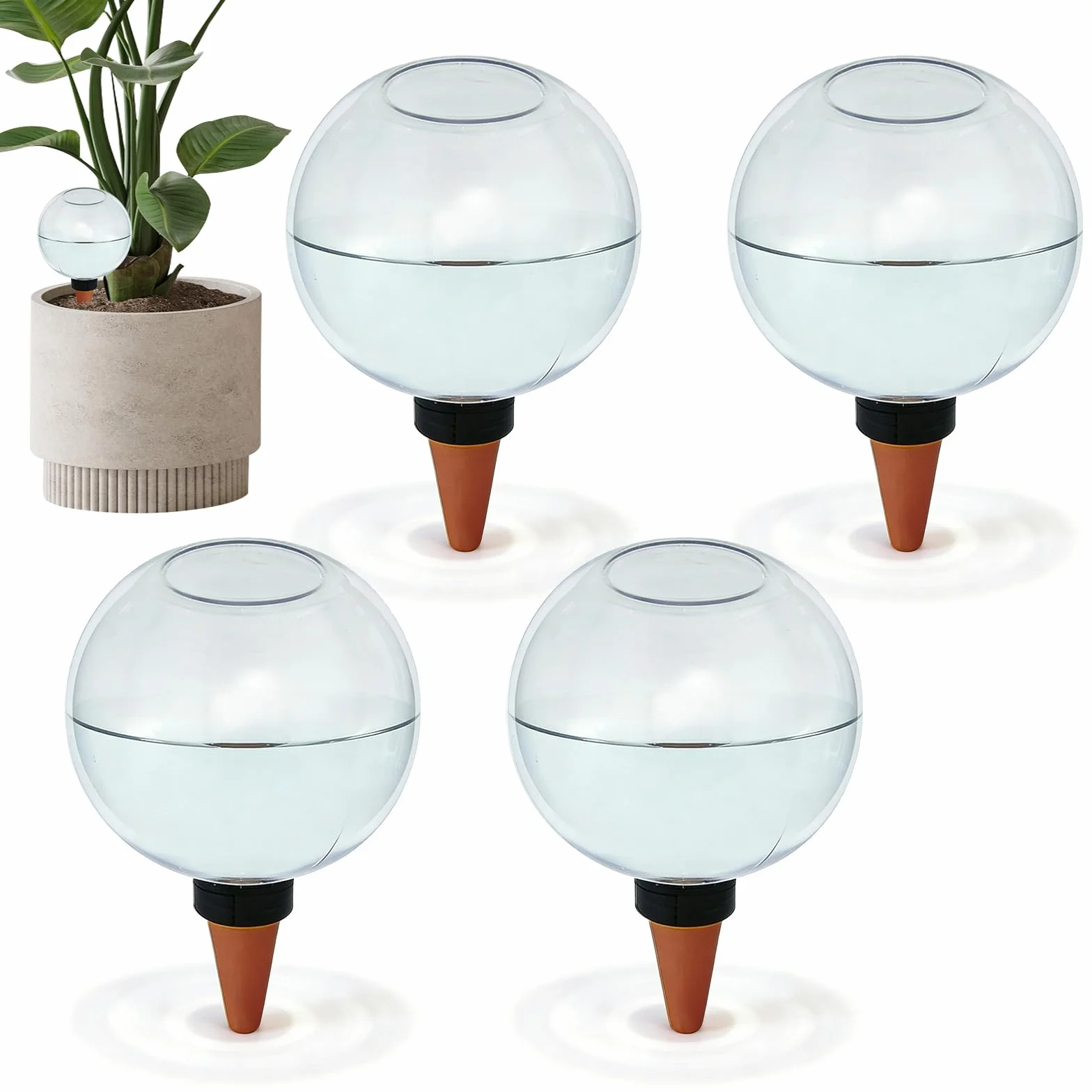 BYZESTY 4 Pièces Boules D'Irrigation pour Plant, Globes D'Arrosage de Plant 500ml, Dispositif D'Arrosage Automatique, Pieux D'arrosage des Plant pour Plantes d'intérieur, Jardin et Balcon