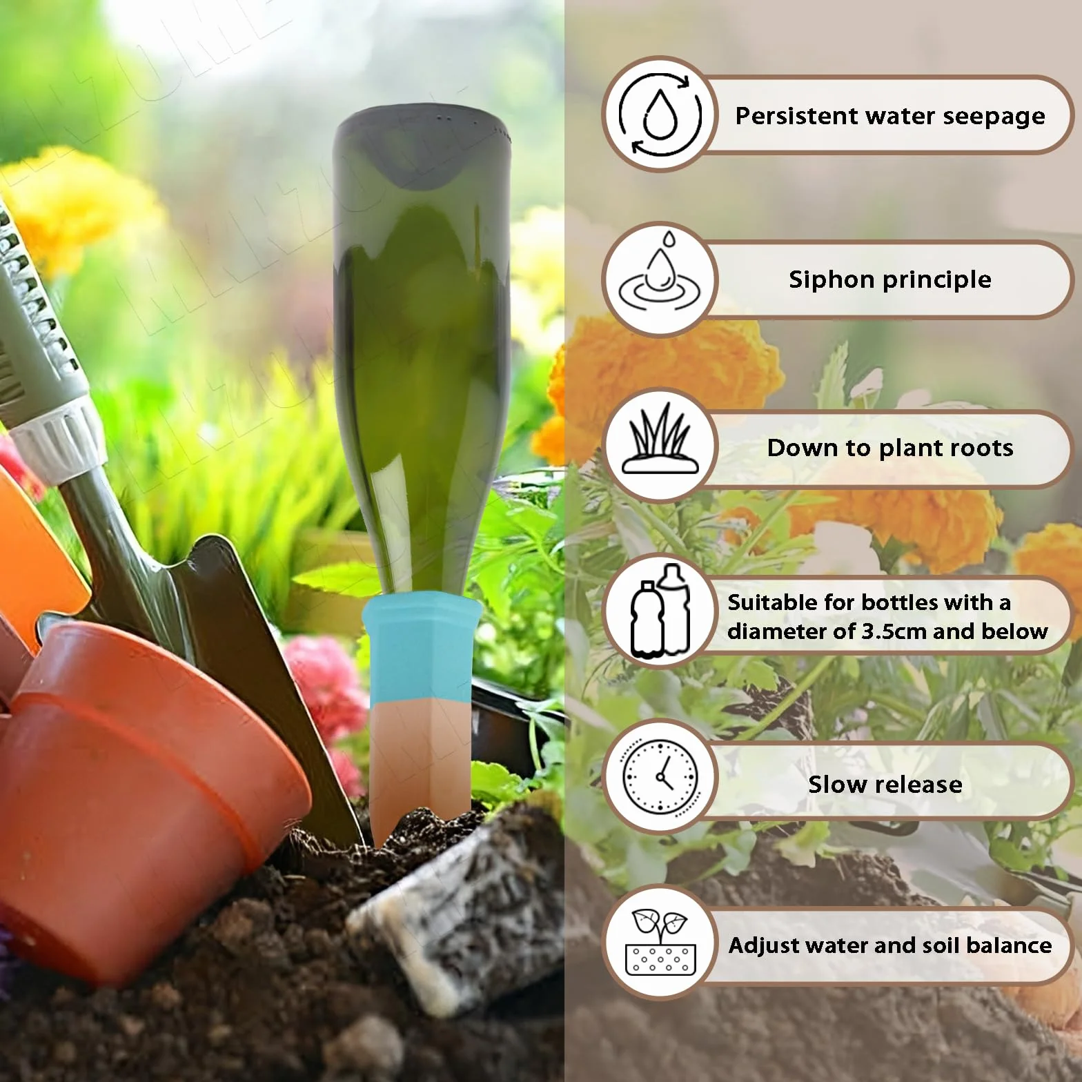 Lot de 6 Oyas A Planter Terre Cuite, Arrosage Goutte à Goutte Ollas Terre Cuite, Système d'Irrigation Arrosage Automatique et Ecologique pour Plante Intérieur & Extérieur en Vacances