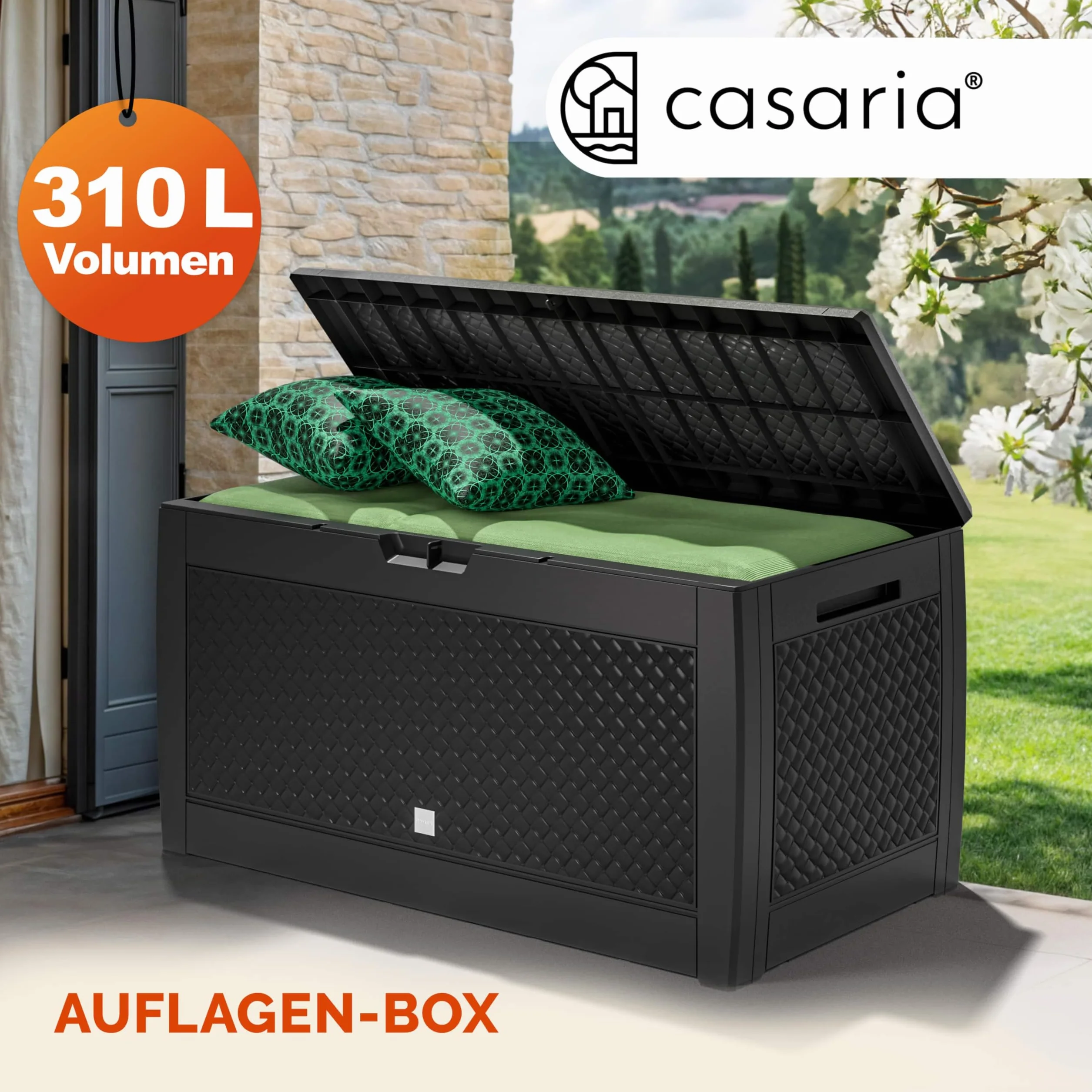 Casaria Coffre de Rangement 310 litres Anthracite avec Roulettes Jardin