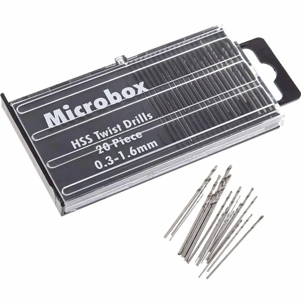 Mini-forets hélicoïdaux HSS 0,3-1,6 mm Lot de 20 pour PCB gravure métal CNC