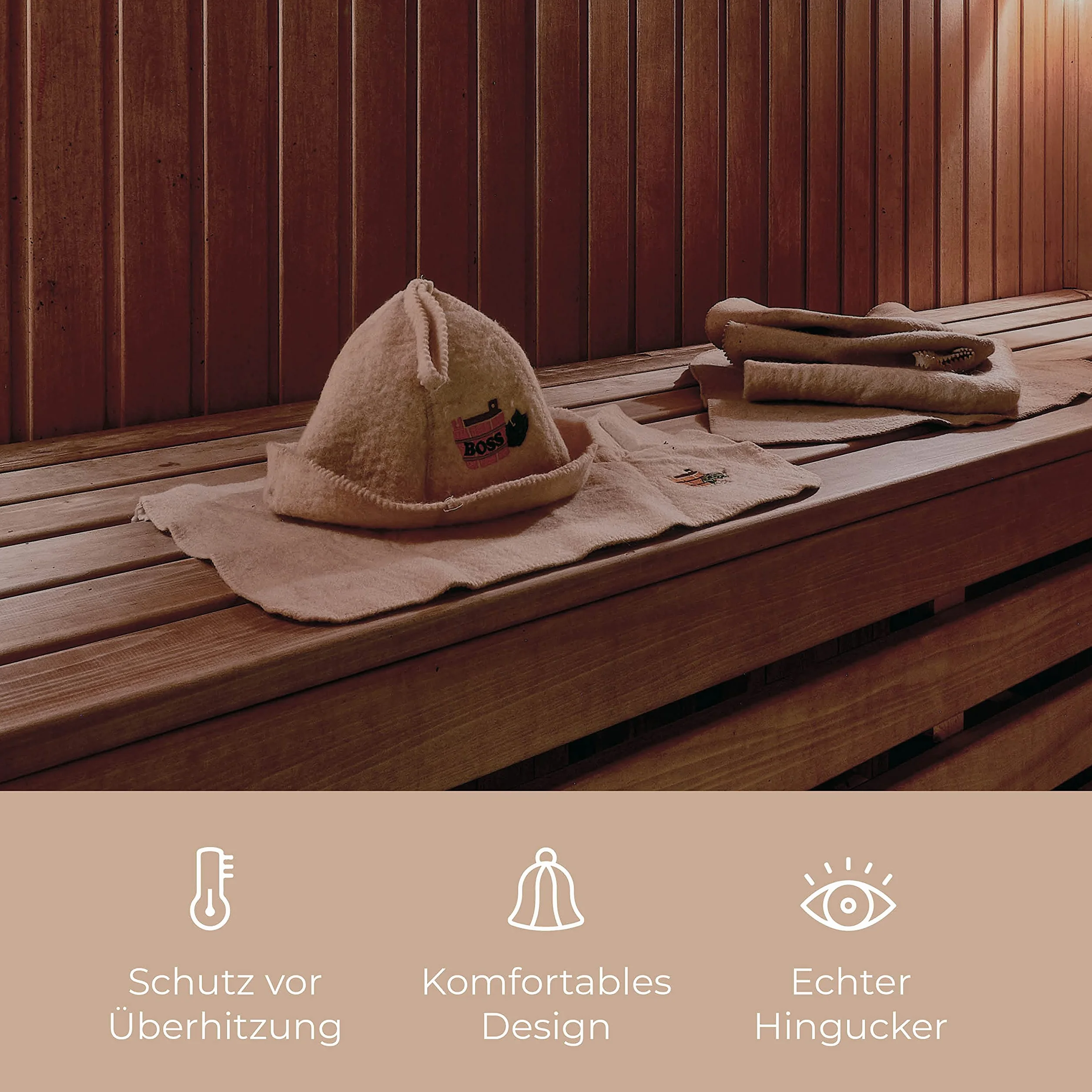 Chapeau de sauna diyer 100% coton - Bonnet de sauna avec motif inscription "Fonctionne avec moi"