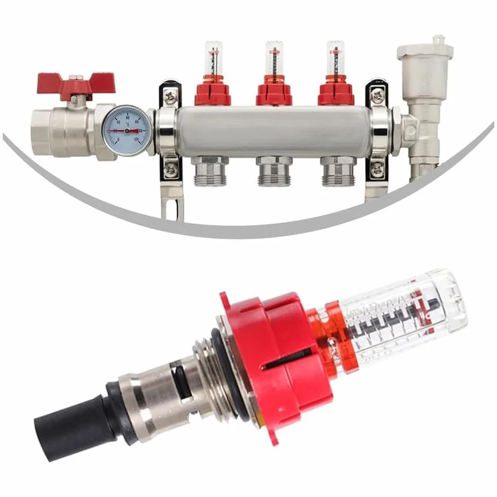 6 Pcs Débitmètre de Collecteur de Chauffage par le Sol, Régulateur de Surveillance de Débit Visuel pour Systèmes de Chauffage par le Sol (1/2)