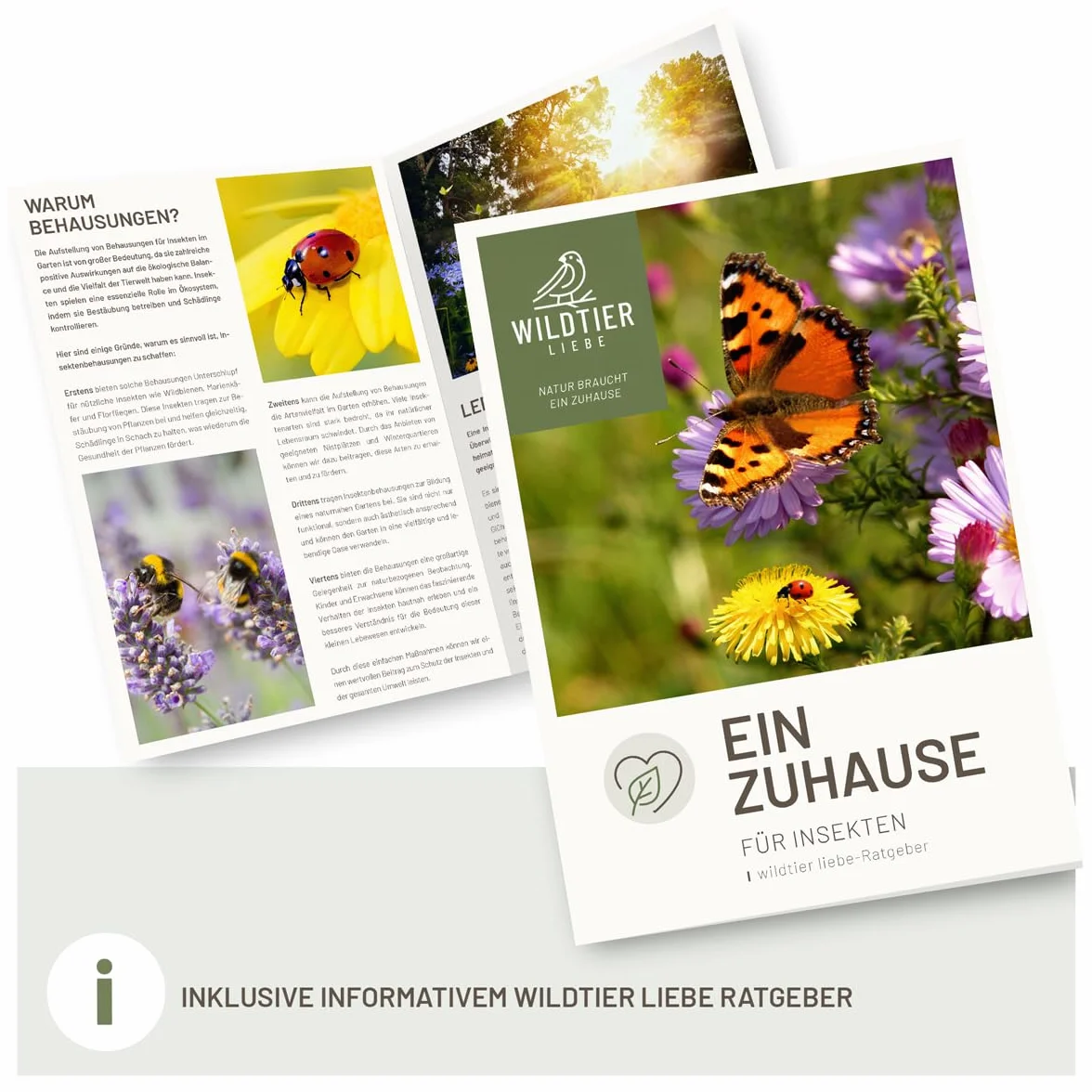 wildtier liebe Hôtel à insectes - Grand hôtel à abeilles non traité avec appât - En bois massif vissé - Maison à insectes pour abeilles, coccinelles et papillons