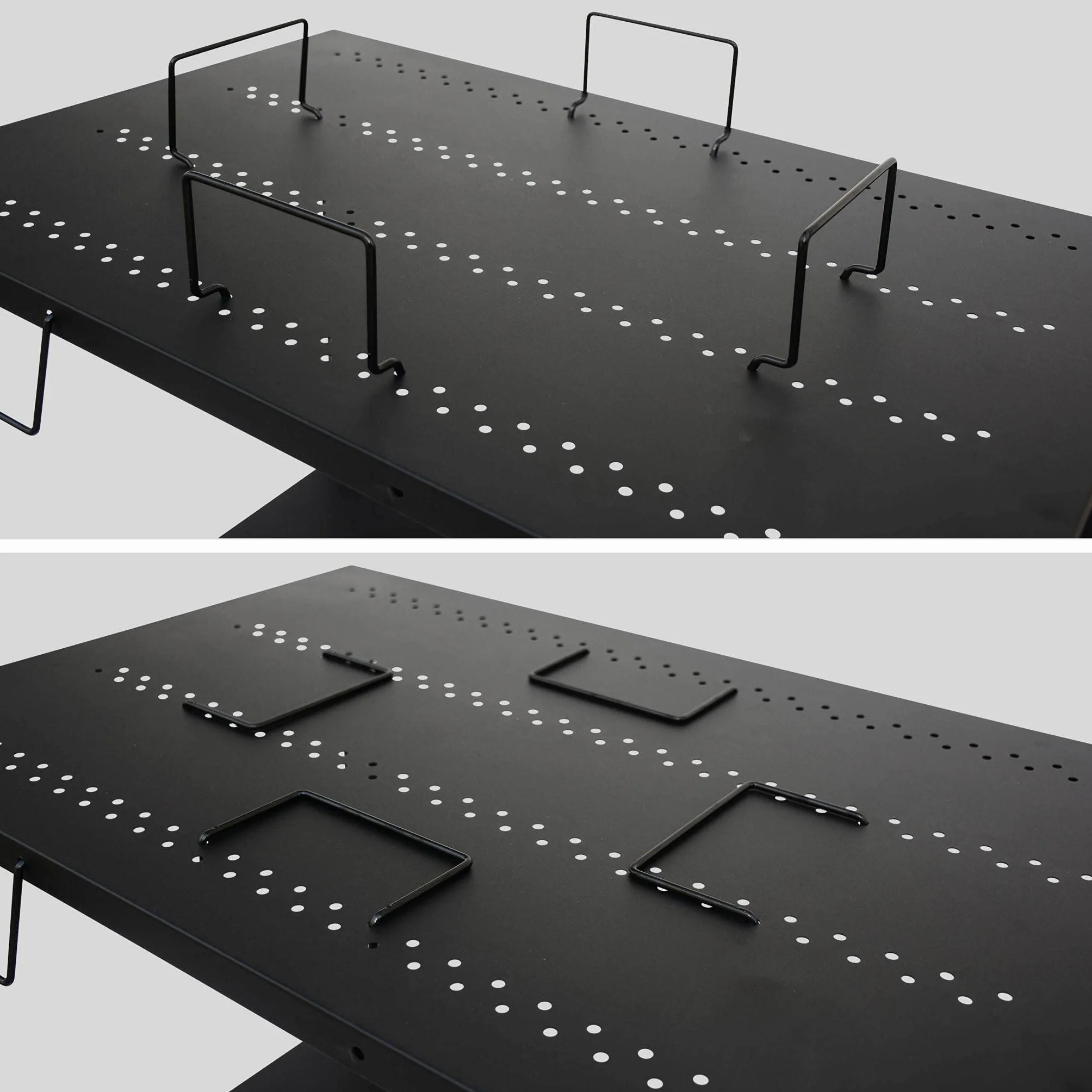 Alice's Garden Desserte extérieure Noire en Acier modulable pour plancha avec Deux Roues