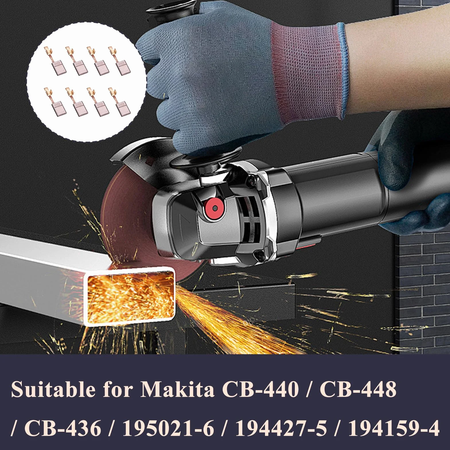 Balais de Charbon Makita CB440 18V/14.4V Cuivre pour Perceuse Visseuse CB448 CB436
