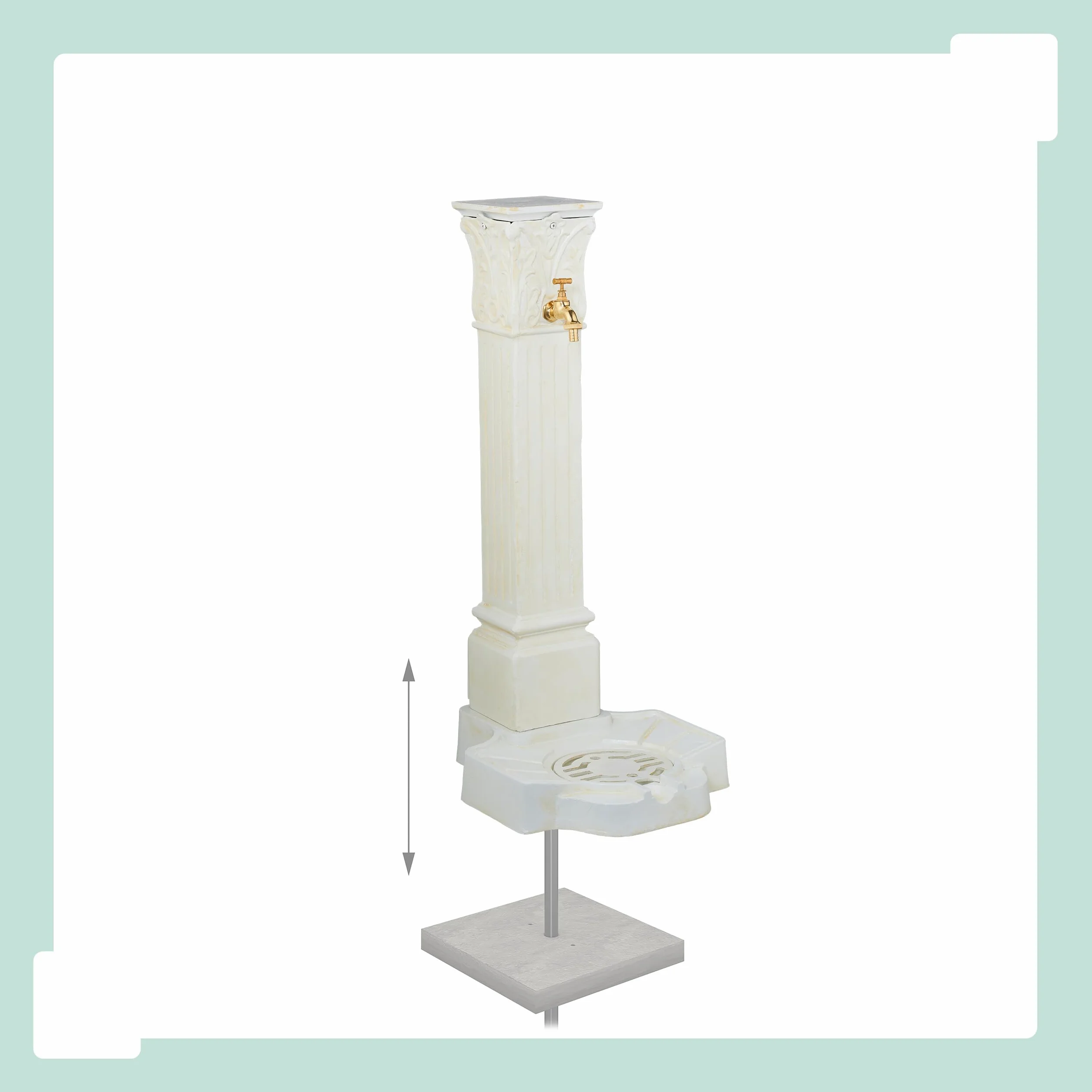Relaxdays Fontaine extérieure pour Le Jardin ou la terrasse, Robinet, bac, H x L x P : 93 x 47 x 38 cm, Blanche